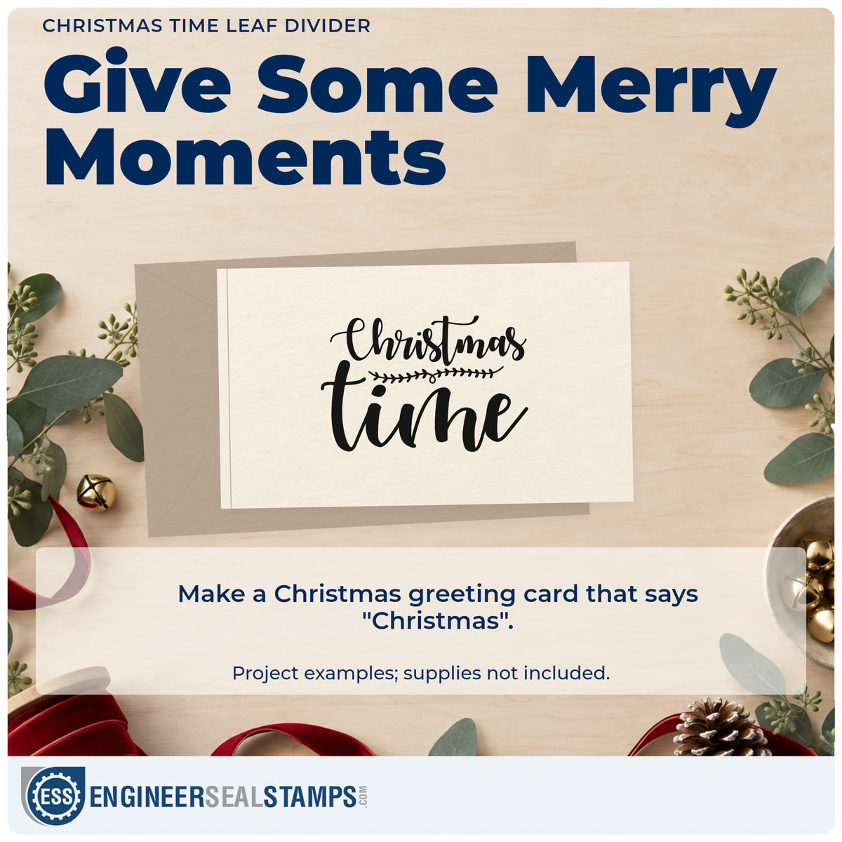 A finished handmade project stamped with the Christmas Time Leaf Divider Stamp – PSI Pre-Inked, ideal for divider album page.