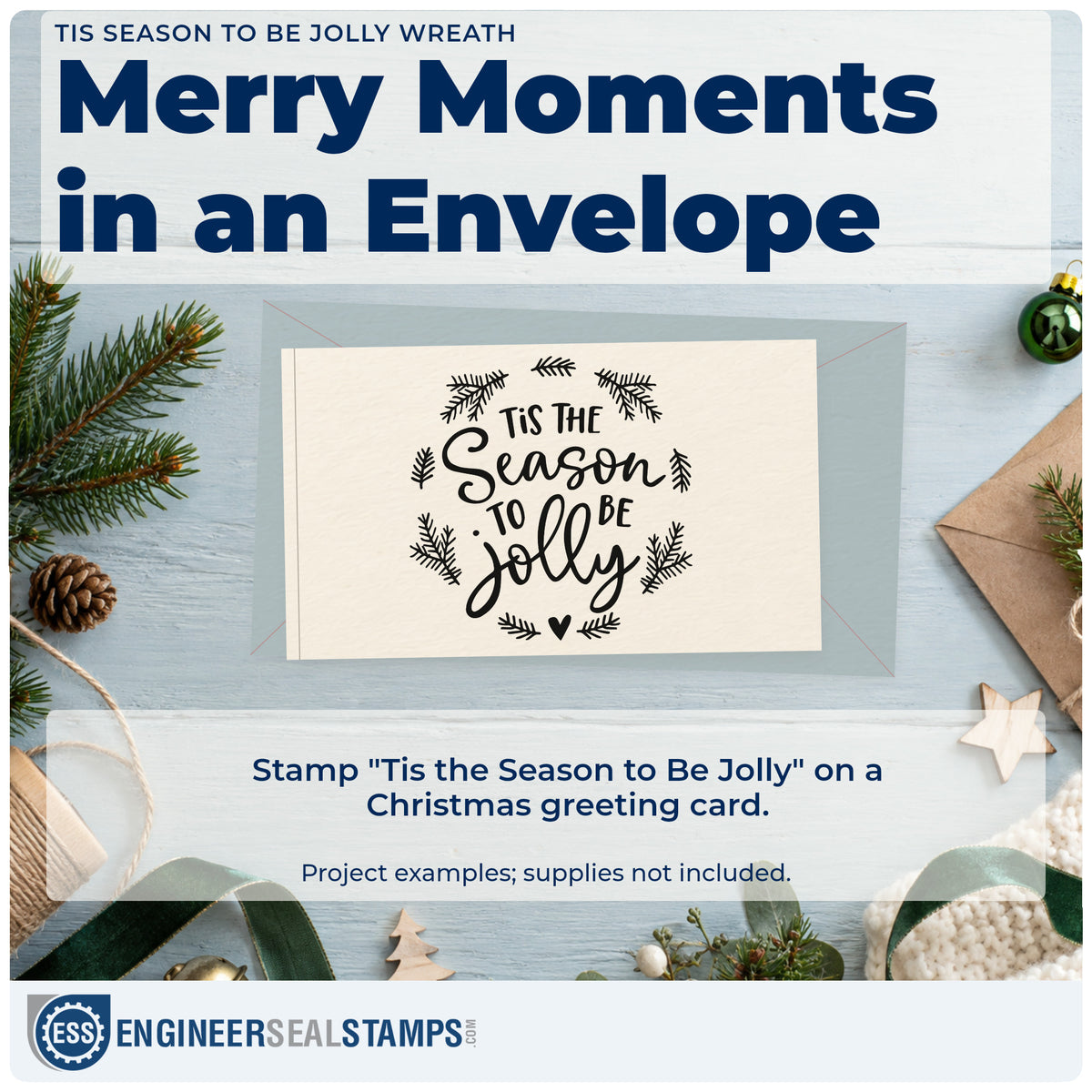A finished handmade project stamped with the Tis Season To Be Jolly Wreath Stamp – Self-Inking, ideal for door decor album.