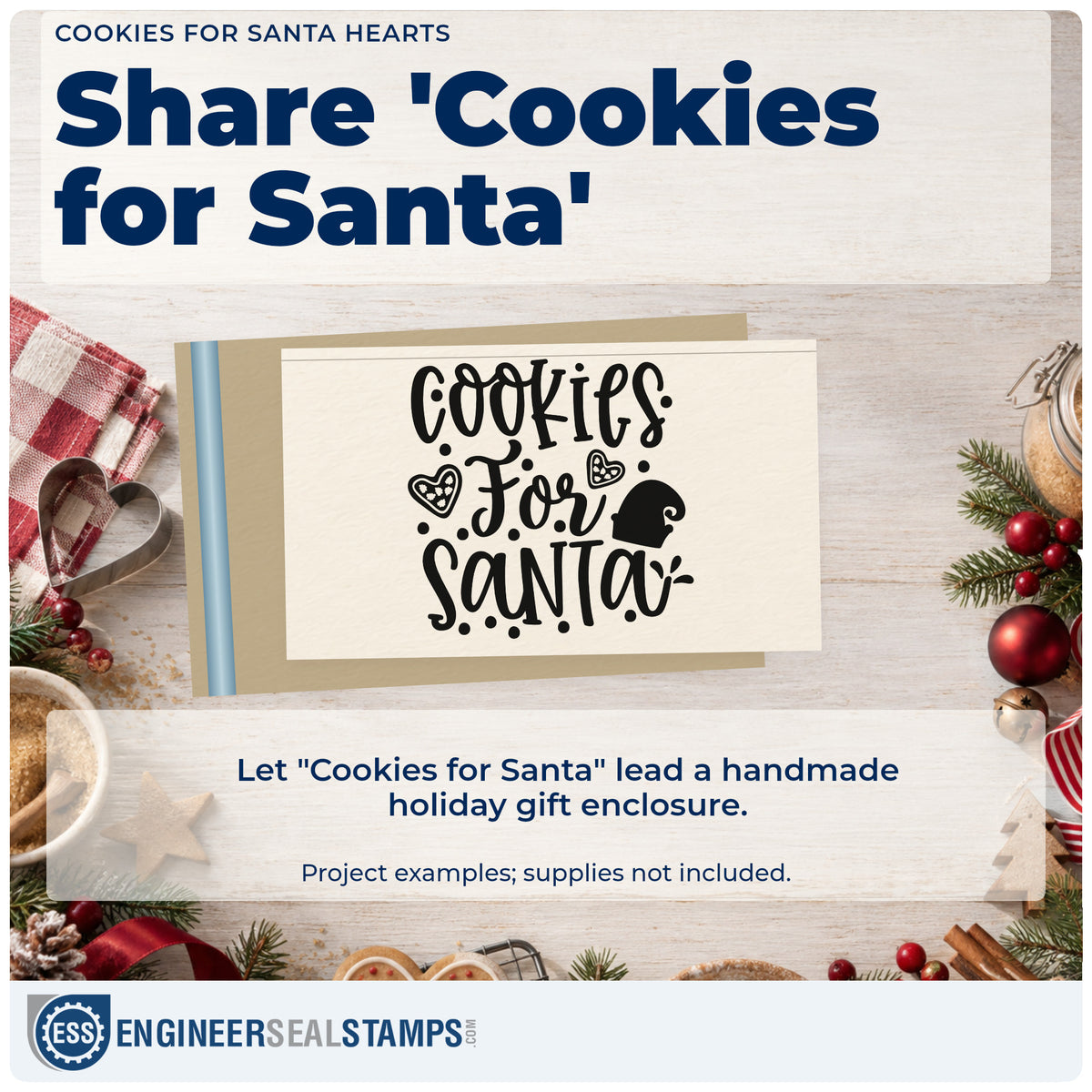 A finished handmade project stamped with the Cookies For Santa Hand Stamp – Duo, ideal for icing work album.