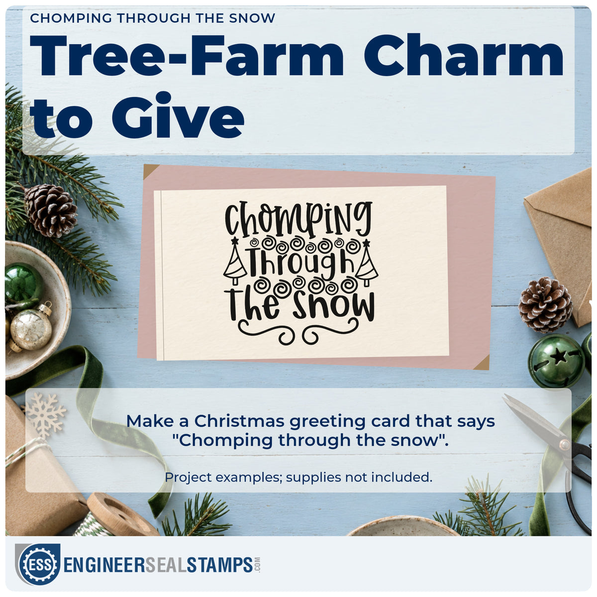 A finished handmade project stamped with the Chomping Through The Snow Wood-Mounted Rubber Stamp, ideal for candy haul album.