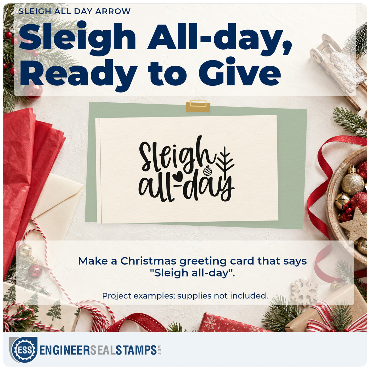 A finished handmade project stamped with the Sleigh All Day Arrow Craft Stamp – Self-Inking, ideal for arrow cards.
