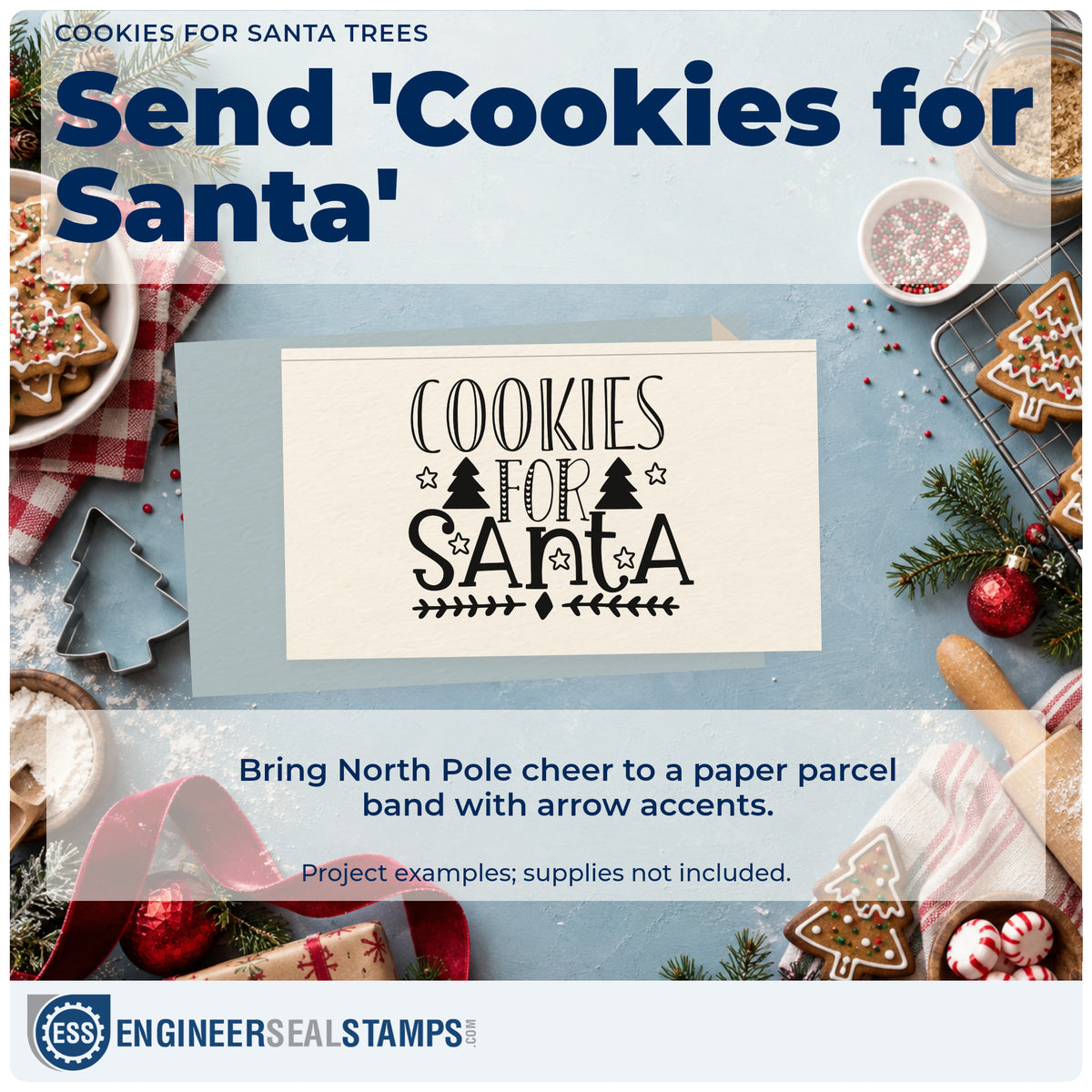 A finished handmade project stamped with the Cookies For Santa Trees Leaf Accents Self-Inking Stamp, ideal for two part album page.