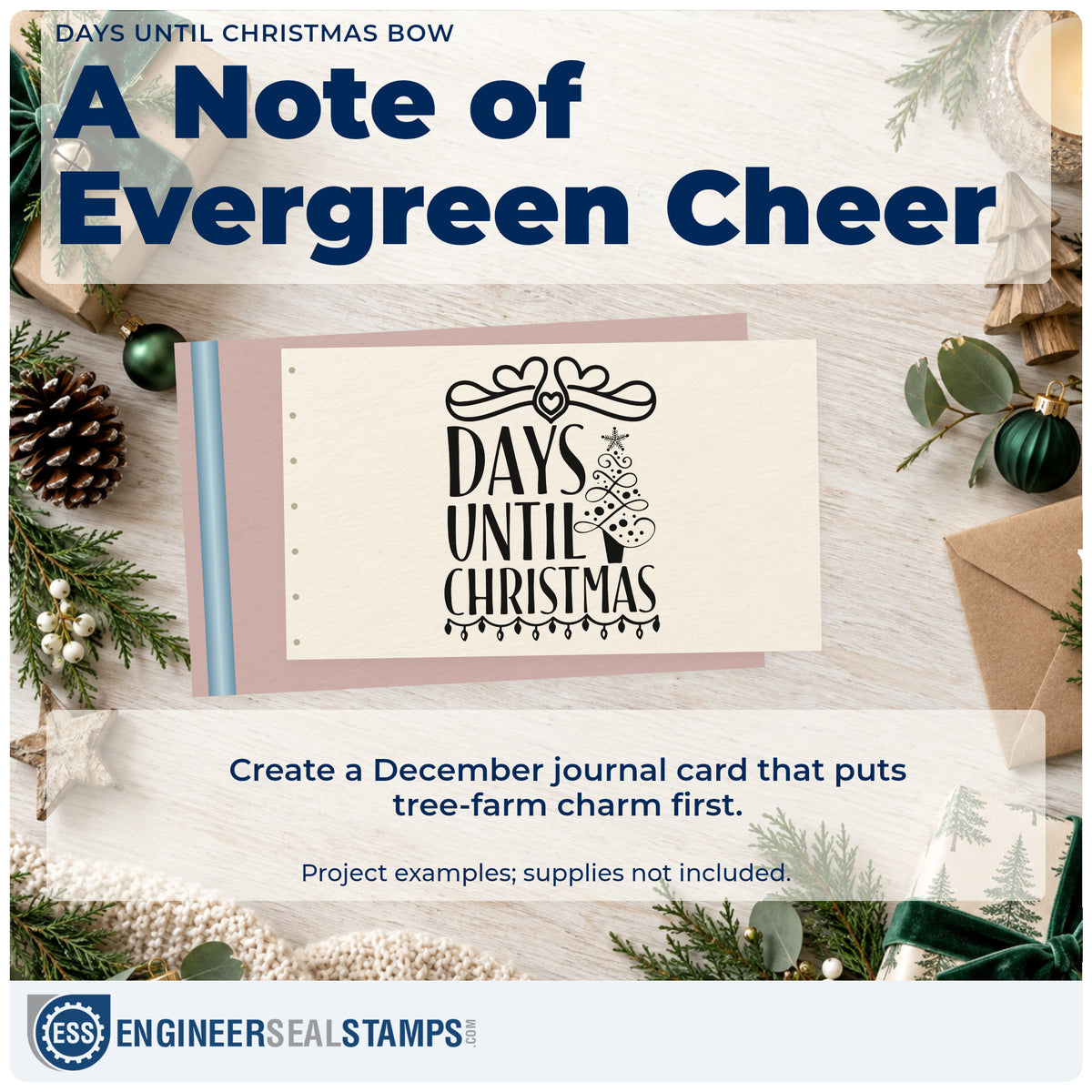 A finished handmade project stamped with the Days Until Christmas Bow Tree Motif Rubber Stamp – Duo Hand, ideal for light count album.