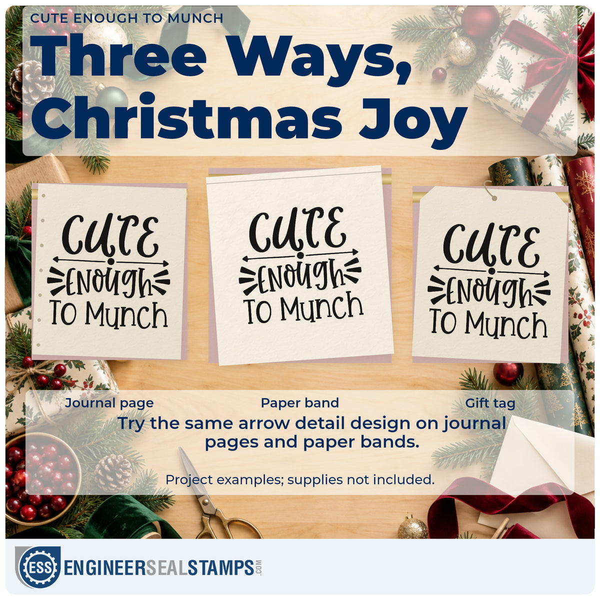 Three project examples made with the Cute Enough To Munch Arrow Pre-Inked Stamp – PSI, including feeding log sheet.