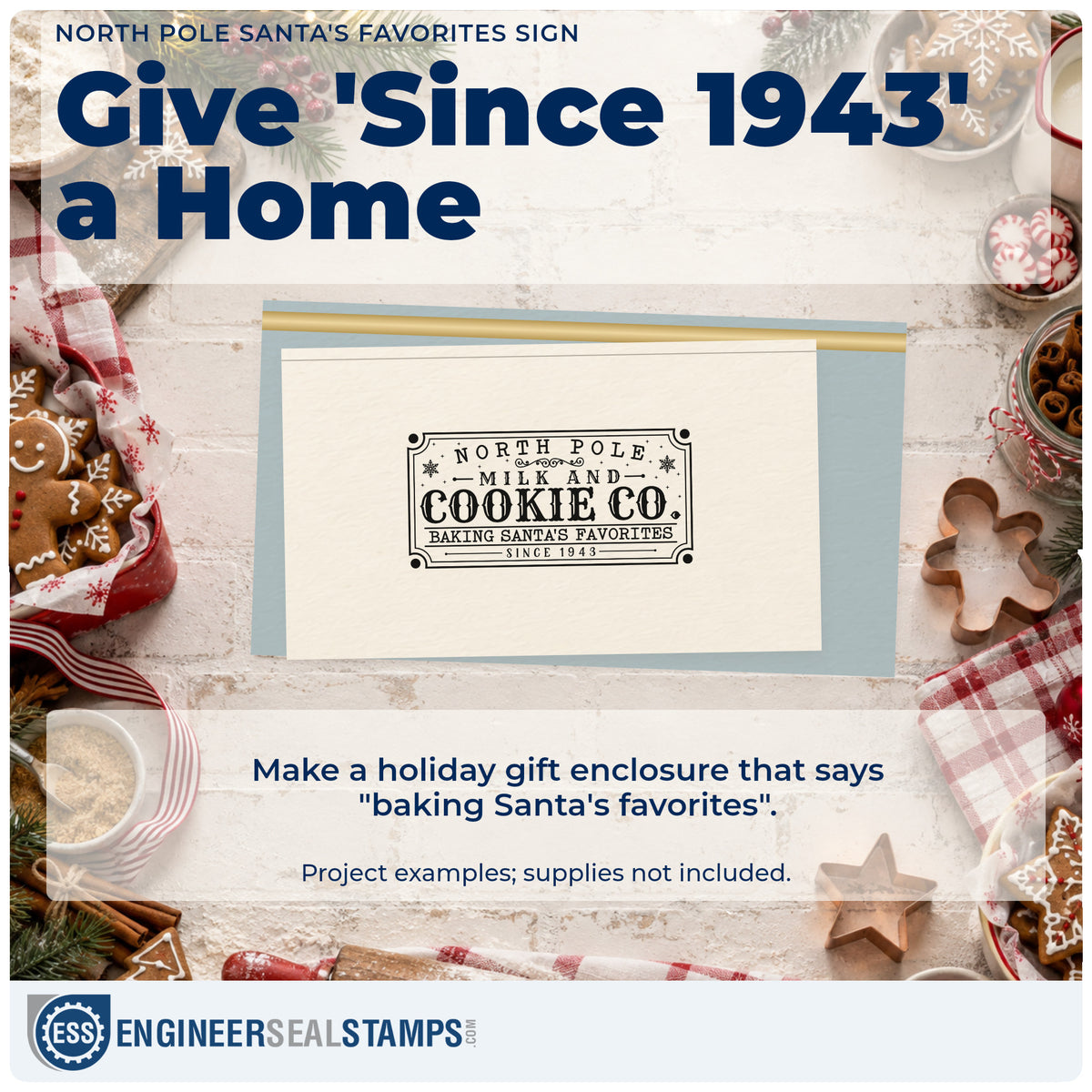 A finished handmade project stamped with the North Pole Santa's Favorites Sign Rubber Stamp – Duo Hand, ideal for recipe vault album.