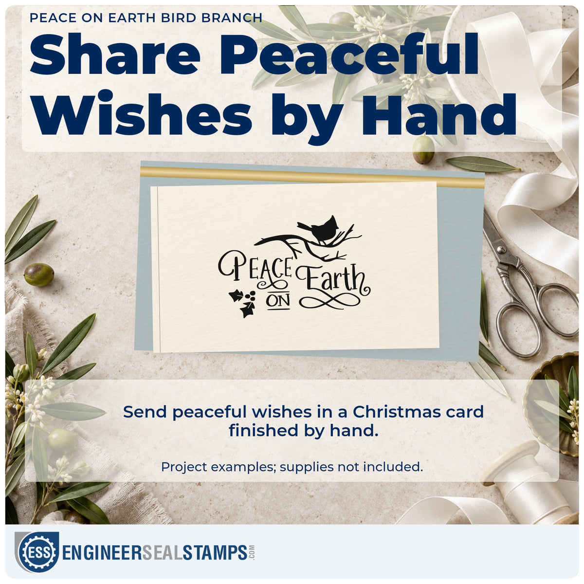 A finished handmade project stamped with the Peace On Earth Bird Branch Rubber Stamp – Duo Hand, ideal for bird count album.