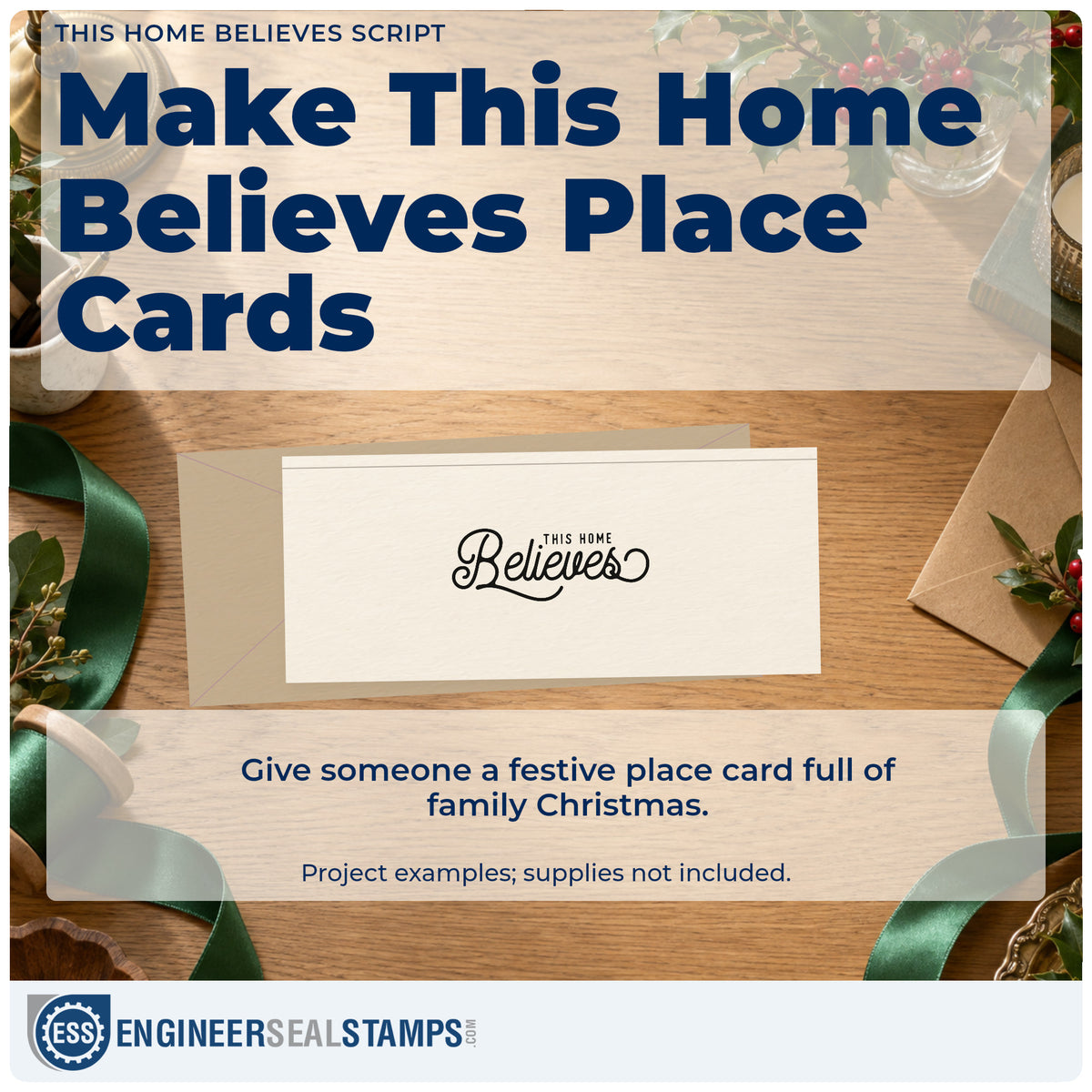 A finished handmade project stamped with the This Home Believes Slim Pre-Inked Stamp, ideal for household album page.