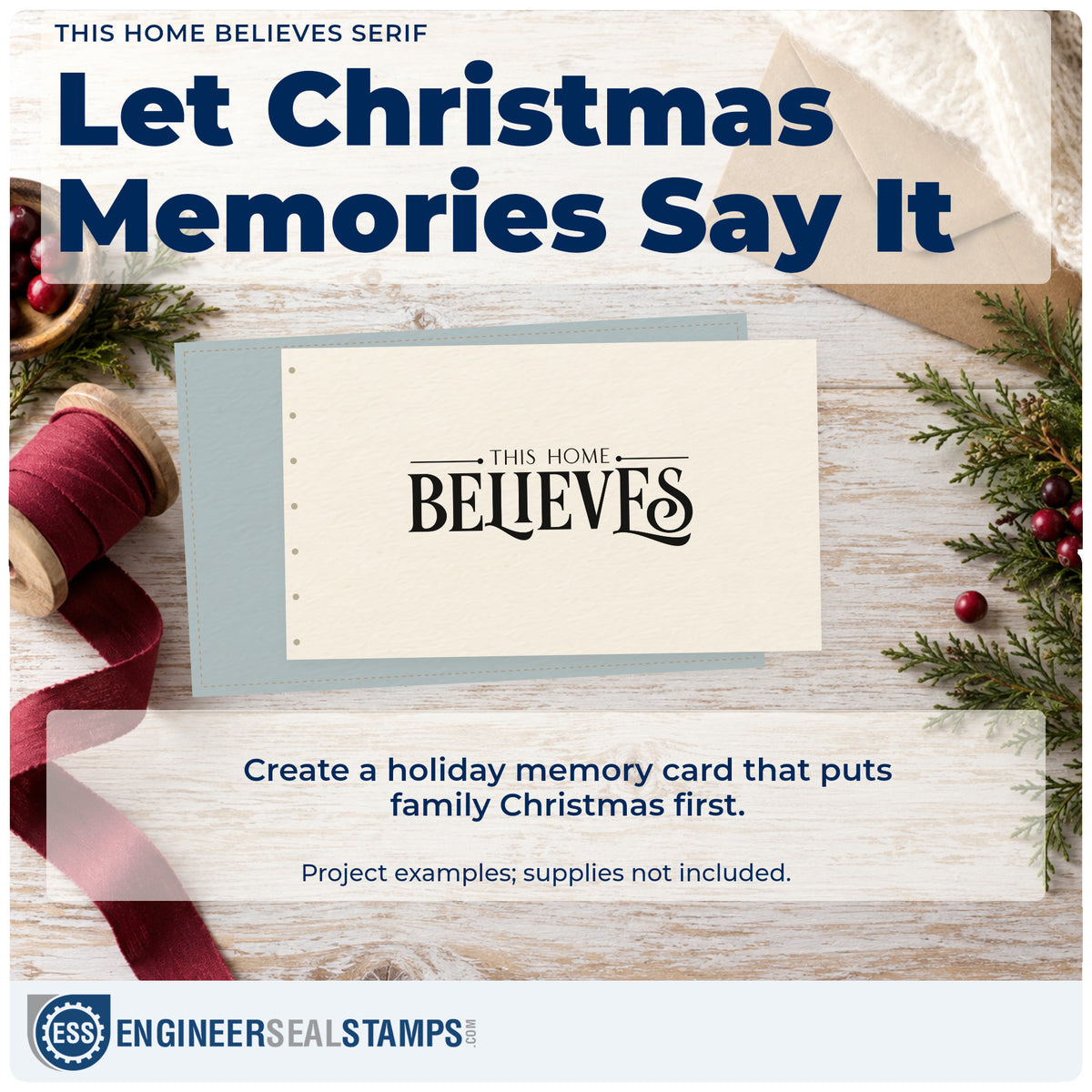 A finished handmade project stamped with the This Home Believes Serif Lettering Stamp – Premium Vintage Pro Wooden, ideal for rules cards.
