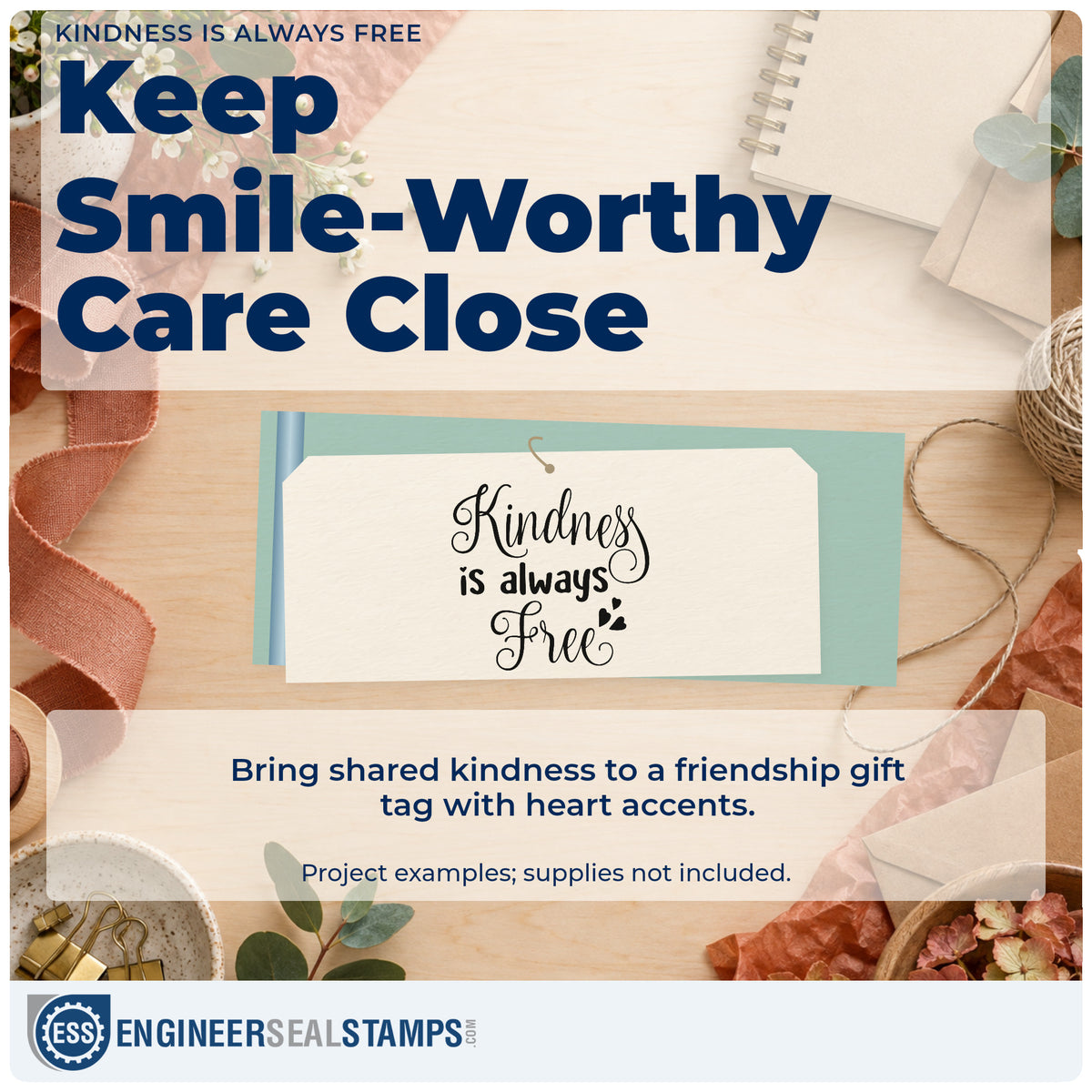 A finished handmade project stamped with the Kindness Is Always Free Hand Stamp – Duo, ideal for volunteer album page.