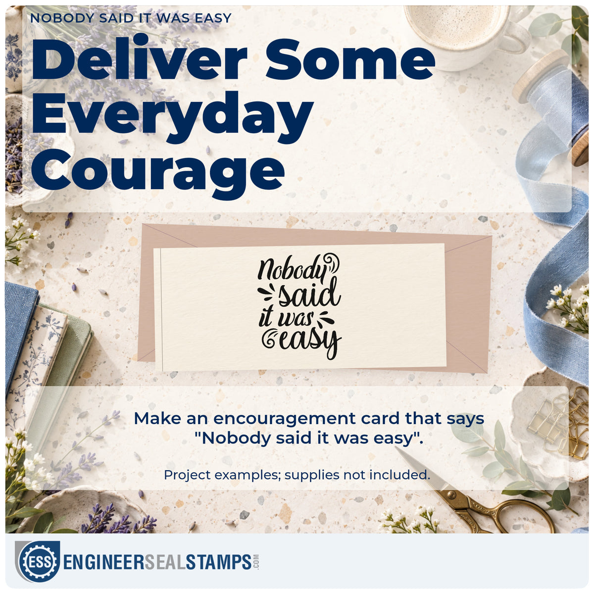 A finished handmade project stamped with the Nobody Said It Was Easy Rubber Stamp – Duo Hand, ideal for climb album page.