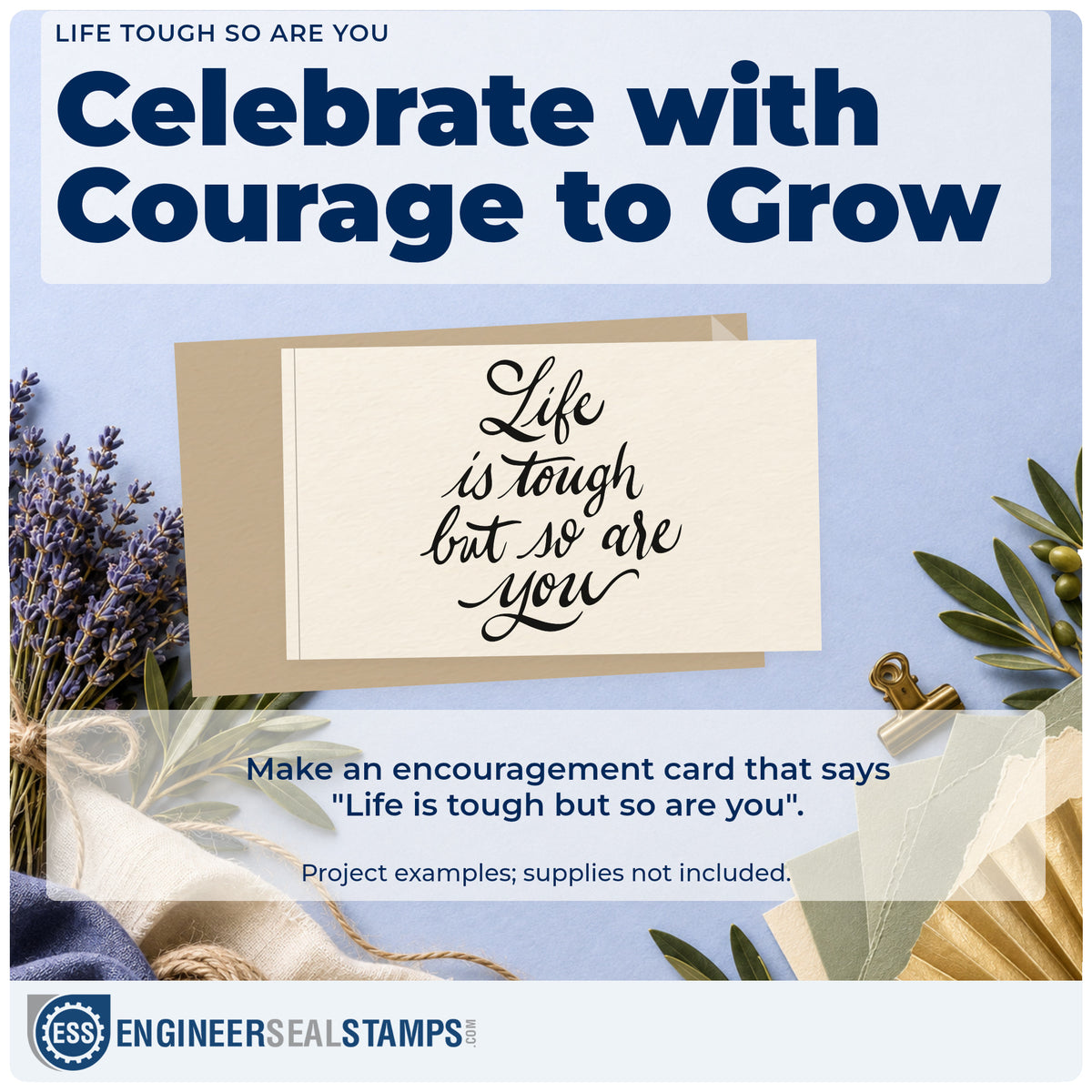 A finished handmade project stamped with the Life Tough So Are You Rubber Stamp – Duo Hand, ideal for ranch album page.