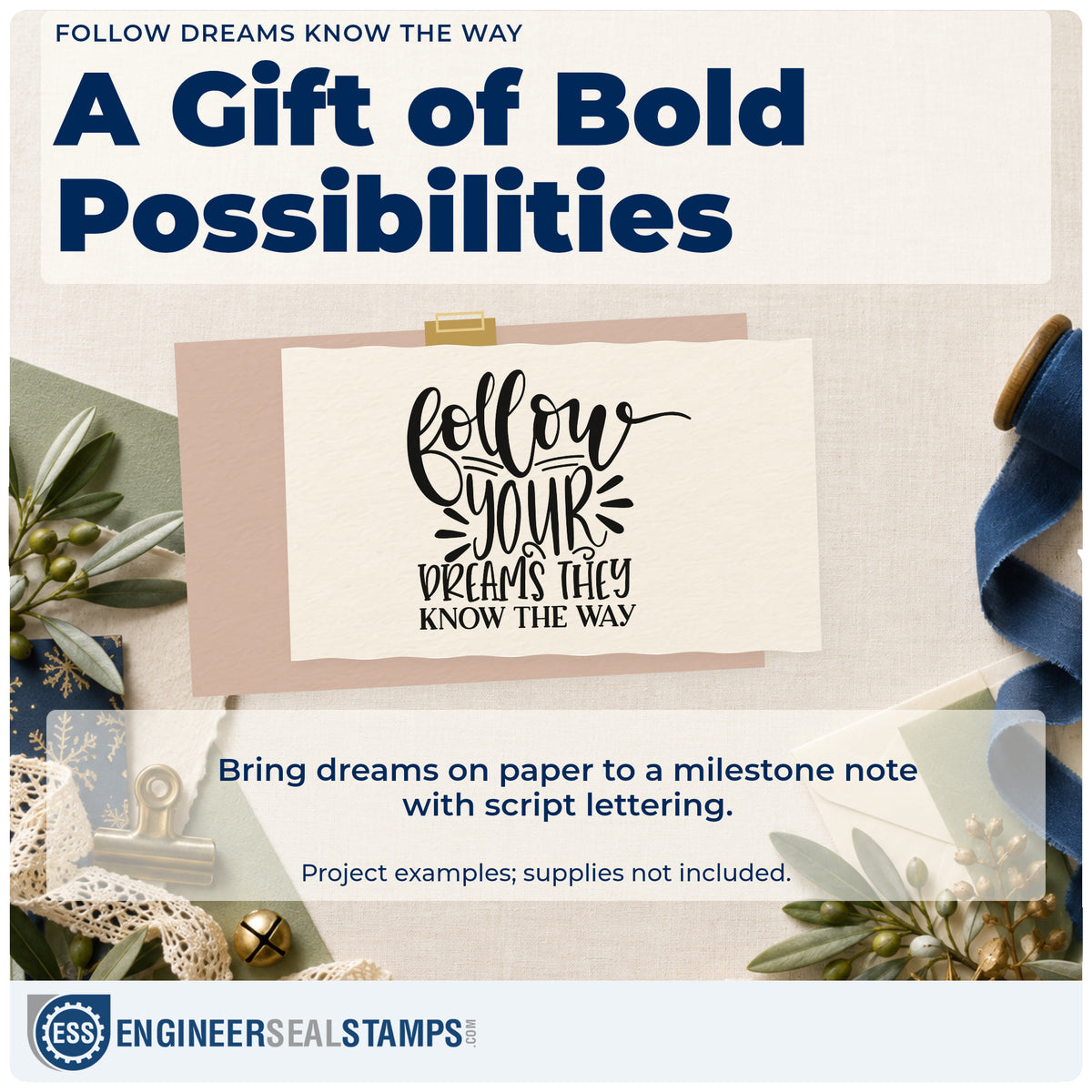 A finished handmade project stamped with the Follow Dreams Know The Way Stamp – Premium Vintage Pro Wooden, ideal for dream album page.