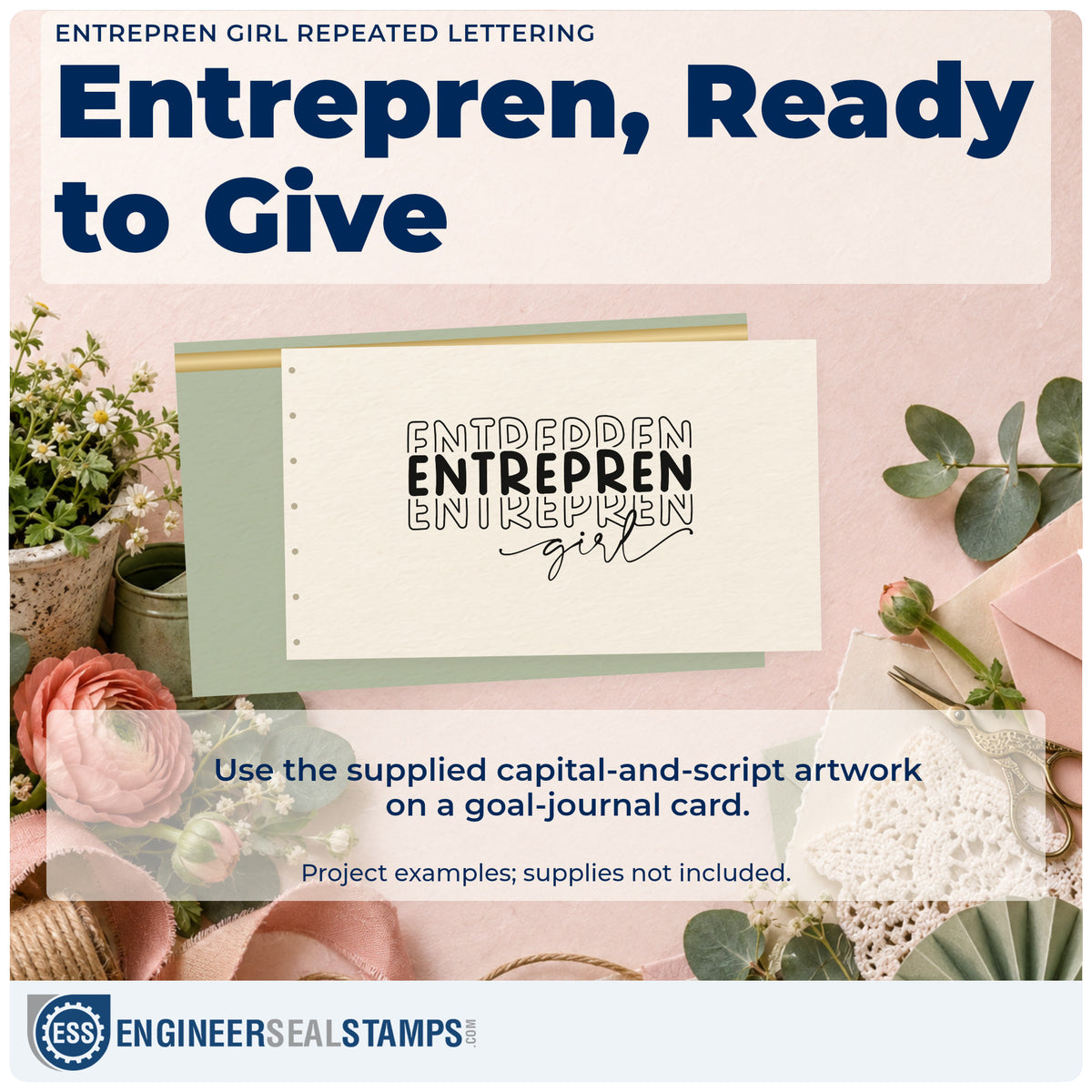 A finished handmade project stamped with the Outlined Capitals And Girl Script Stamp – Premium Vintage Pro Wooden, ideal for box launch album page.