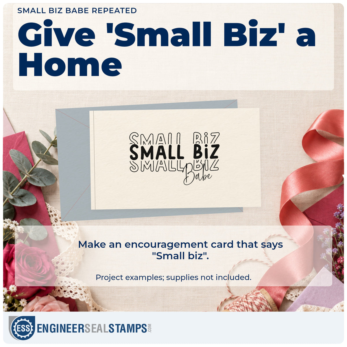 A finished handmade project stamped with the Small Biz Babe Repeated Script Lettering Self-Inking Craft Stamp, ideal for maker album page.