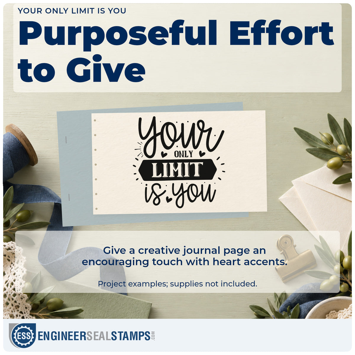 A finished handmade project stamped with the Your Only Limit Is You With Hearts Self-Inking Stamp, ideal for track album page.