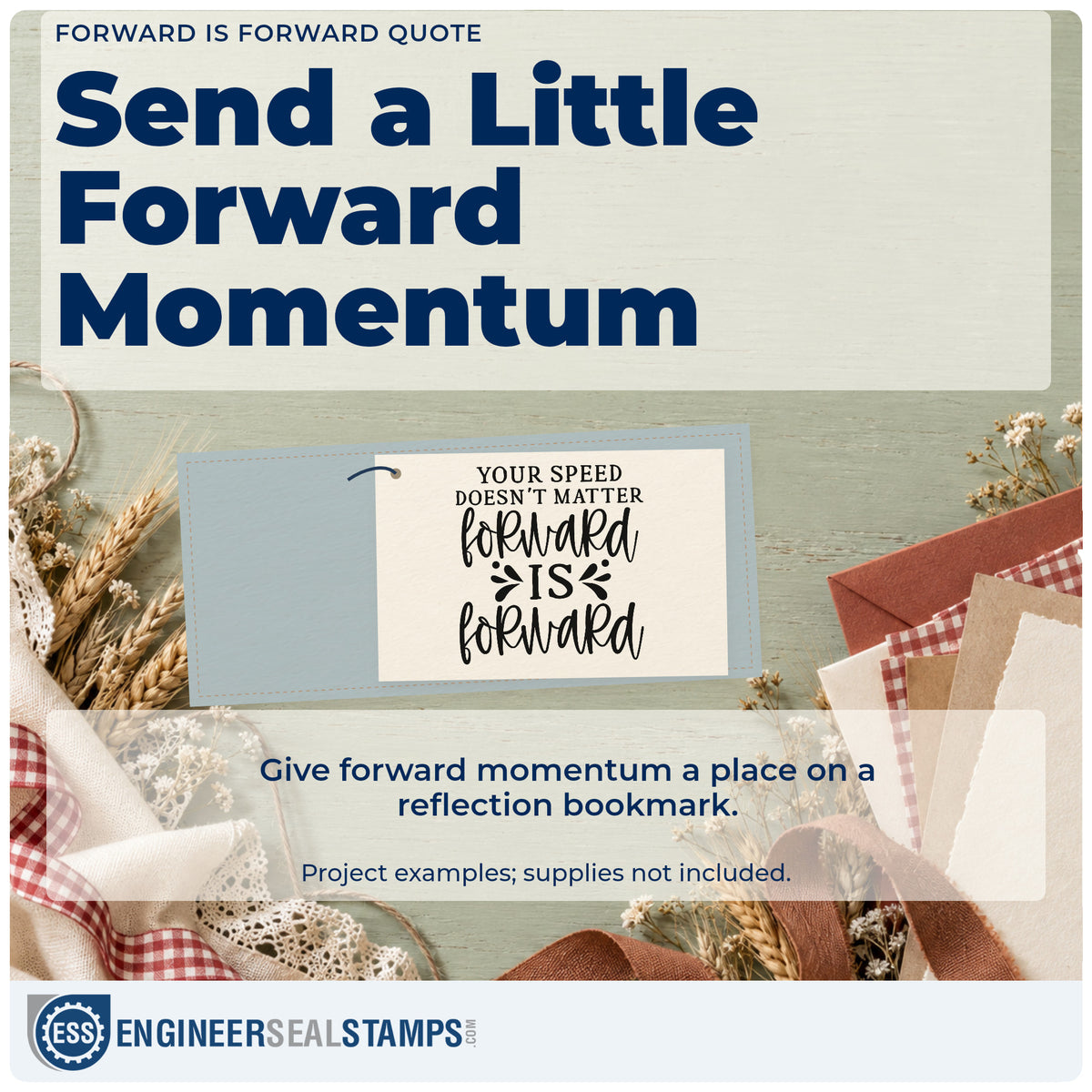 A finished handmade project stamped with the Your Speed Doesn't Matter Forward Is Forward Stamp – Duo Hand, ideal for first week album page.