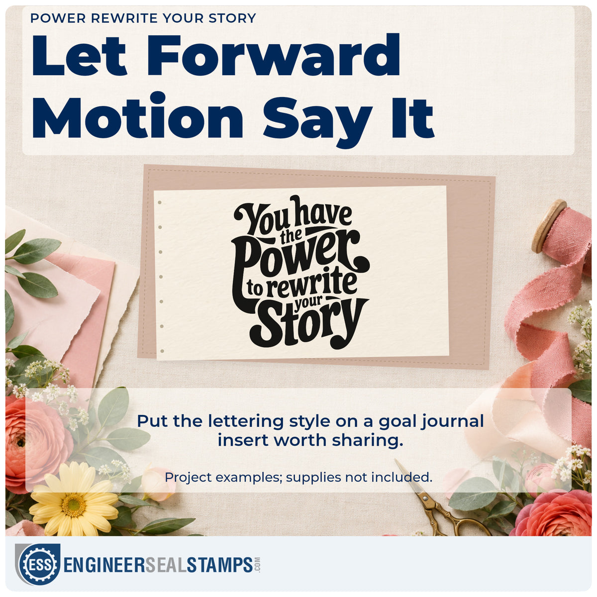 A finished handmade project stamped with the Power Rewrite Your Story Premium Wooden Stamp – Vintage Pro, ideal for reading music album page.