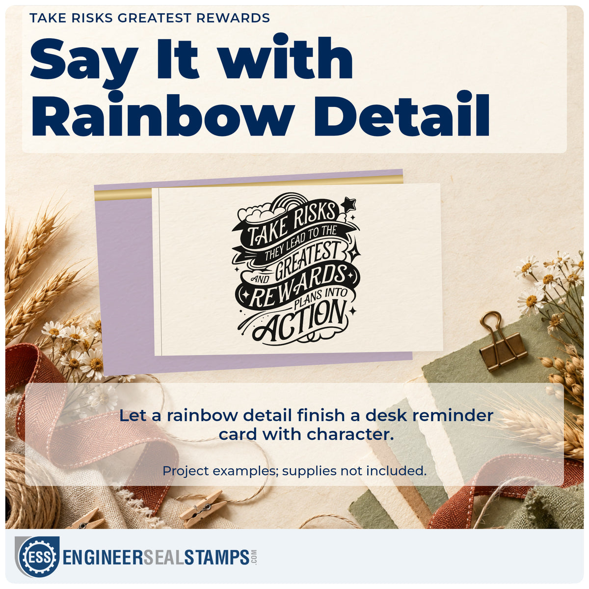 A finished handmade project stamped with the Clouds And Greatest Rewards Lettering Rubber Stamp – Wood Handle, ideal for campaign album page.