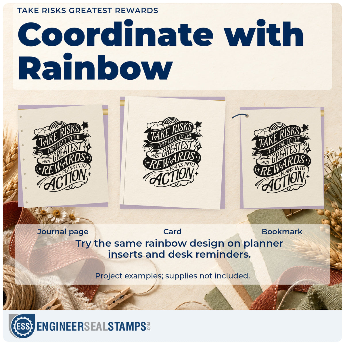 Three project examples made with the Clouds And Greatest Rewards Lettering Rubber Stamp – Wood Handle, including reward track sheet.