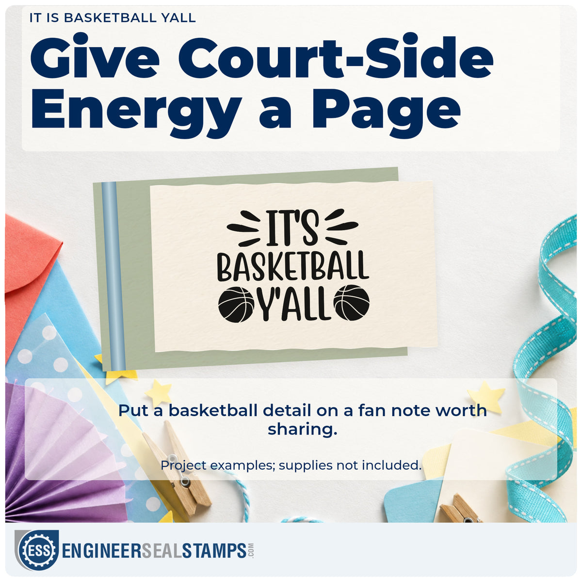 A finished handmade project stamped with the It Is Basketball Yall Stamp – Premium Vintage Pro Wooden, ideal for kickoff album page.