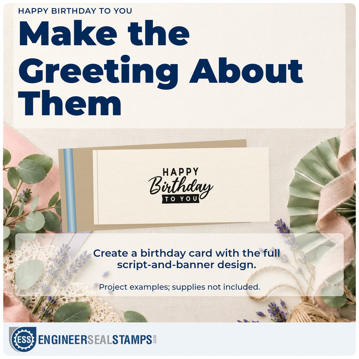 A finished handmade project stamped with the Happy Birthday Stamp – Premium Vintage Pro Wooden, ideal for parade album page.