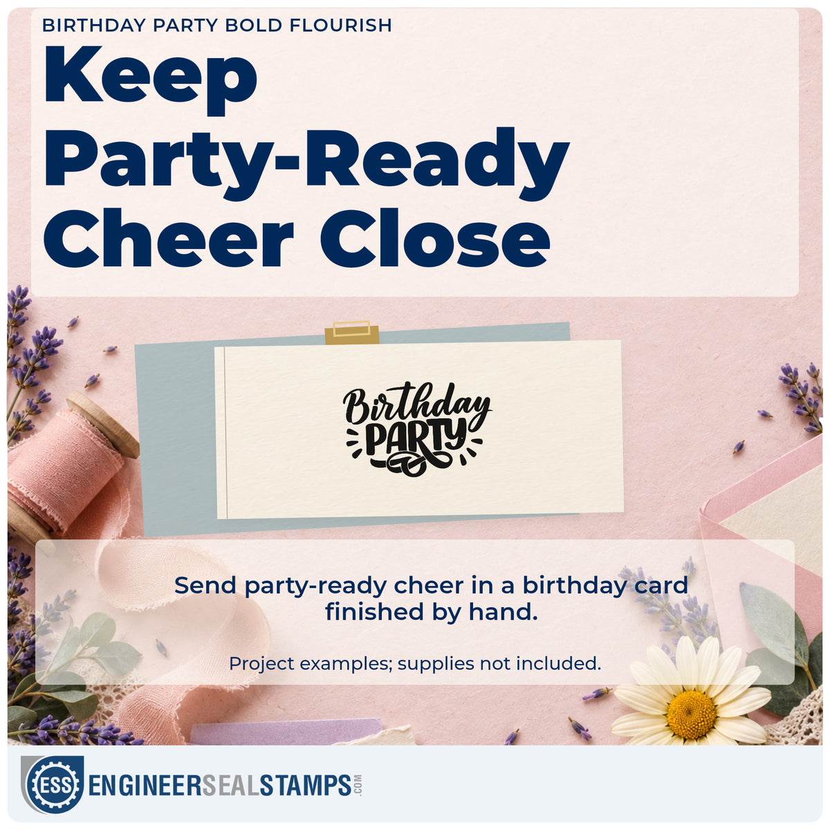 A finished handmade project stamped with the Birthday Party Stamp – Premium Vintage Pro Wooden, ideal for pet party album page.