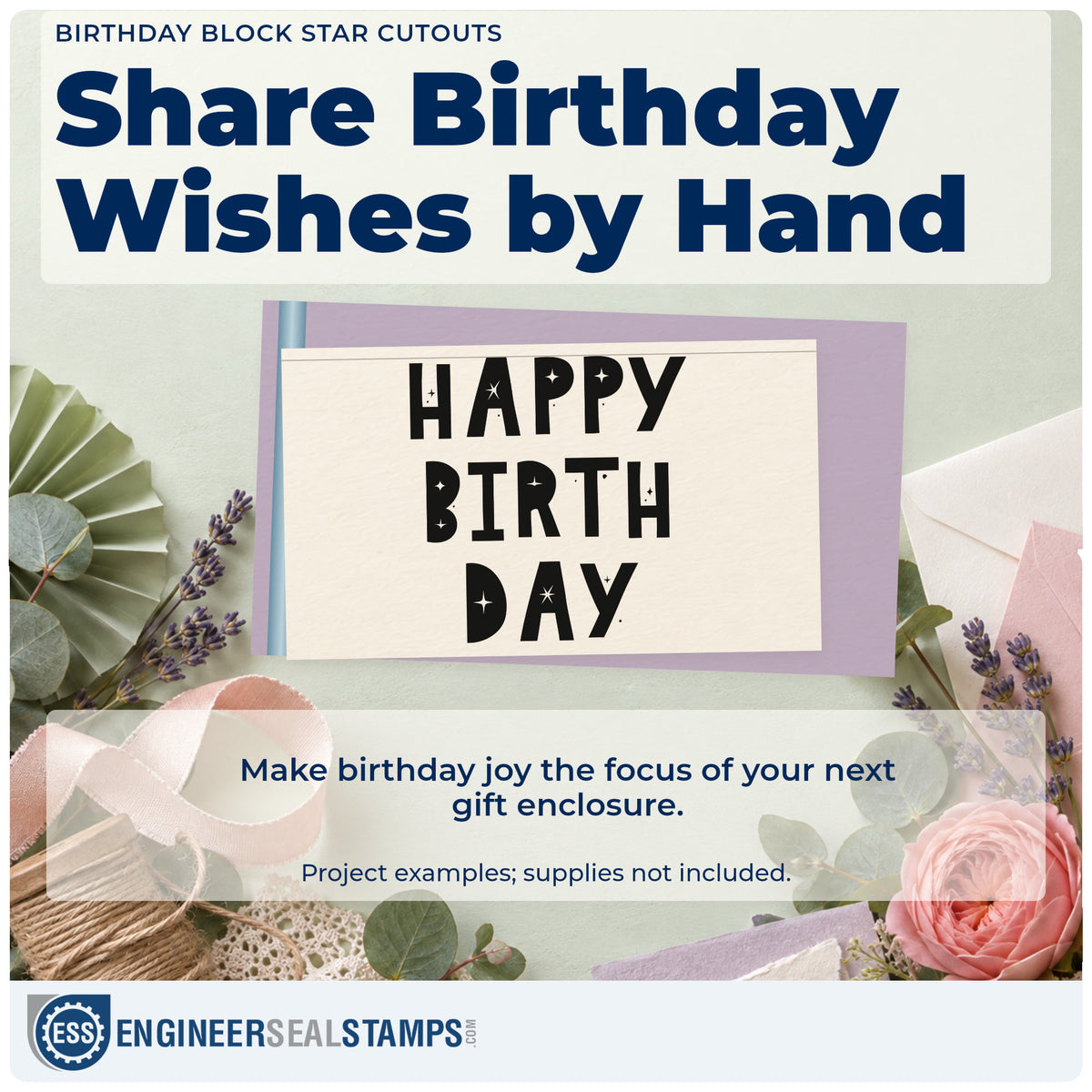 A finished handmade project stamped with the Birthday Block Star Cutouts Duo Hand Stamp, ideal for climb party album page.