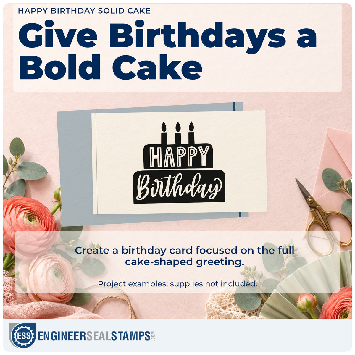 A finished handmade project stamped with the Happy Birthday Tiered Cake Candles Stamp – Wood Handle, ideal for truck year album page.