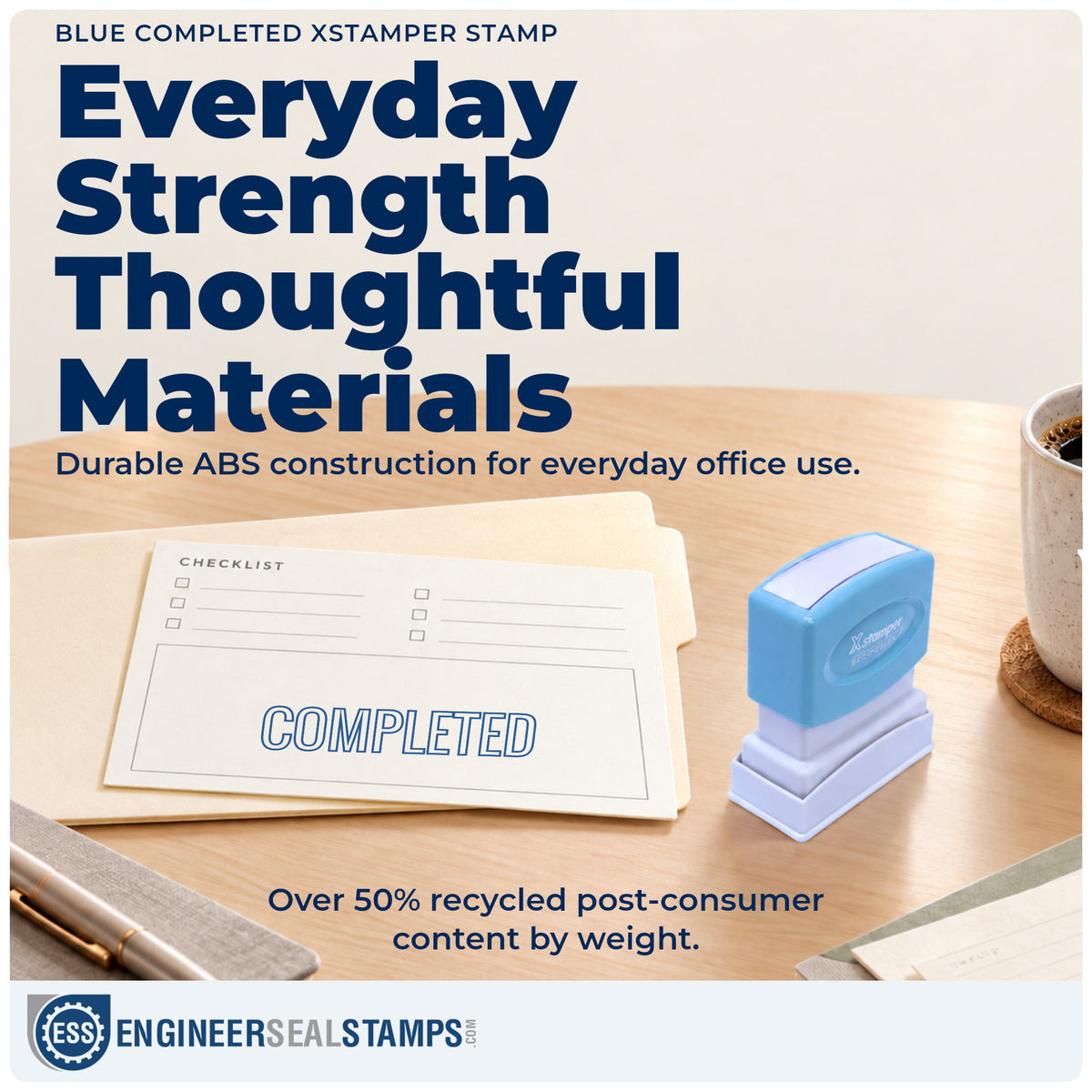 Features of the "Completed" Xstamper No. 1026 pre-inked stamp