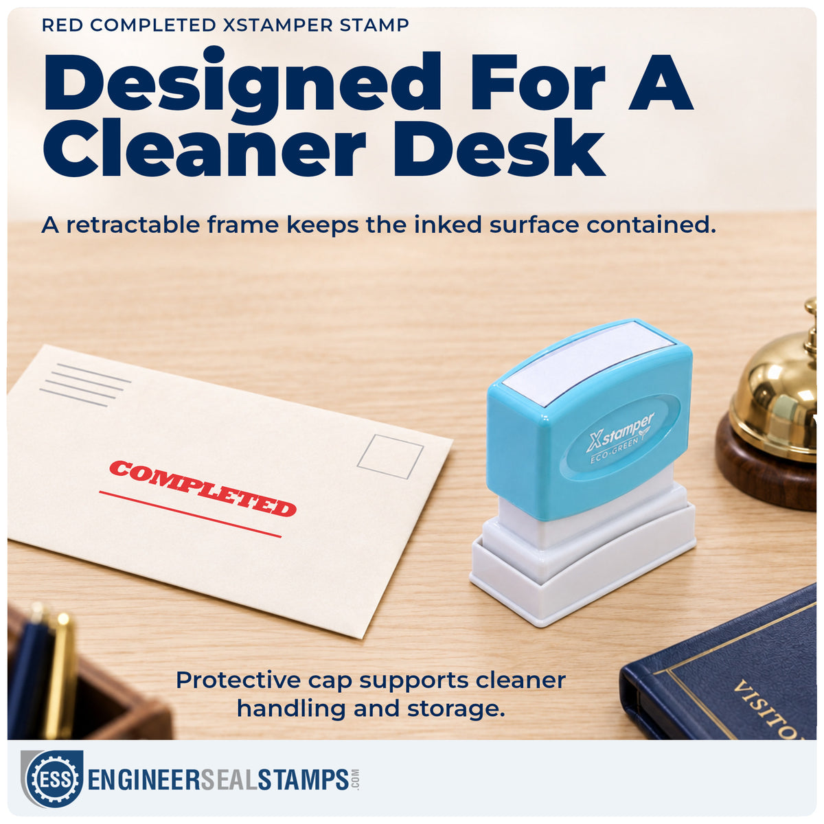 Features of the "Completed" Xstamper No. 1214 pre-inked stamp