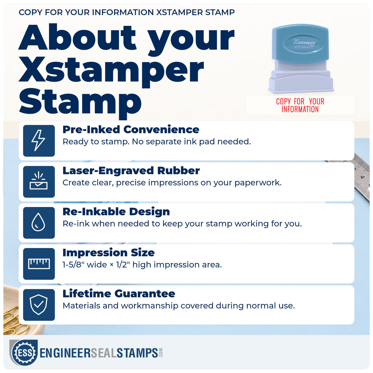 About the "Copy for your information" Xstamper No. 1069 stamp and how to care for it