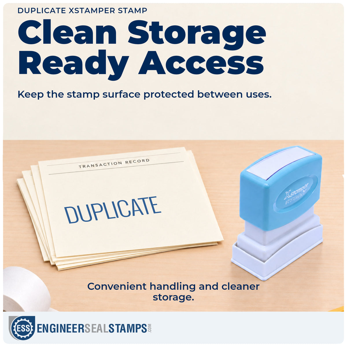 Features of the "Duplicate" Xstamper No. 1112 pre-inked stamp