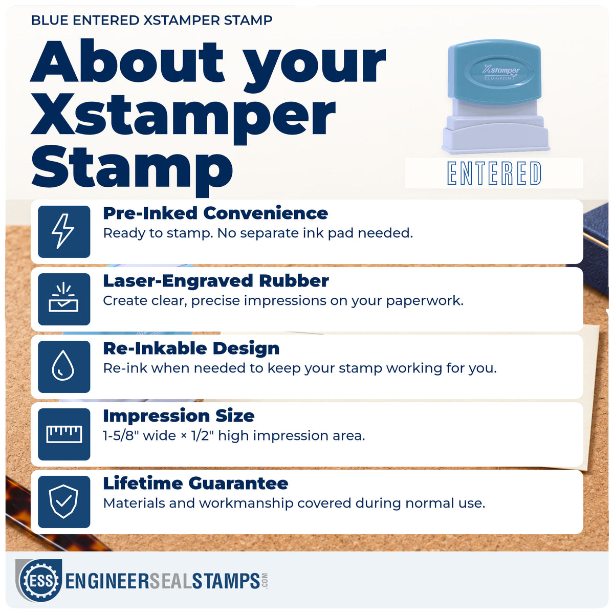 About the "Entered" Xstamper No. 1021 stamp and how to care for it