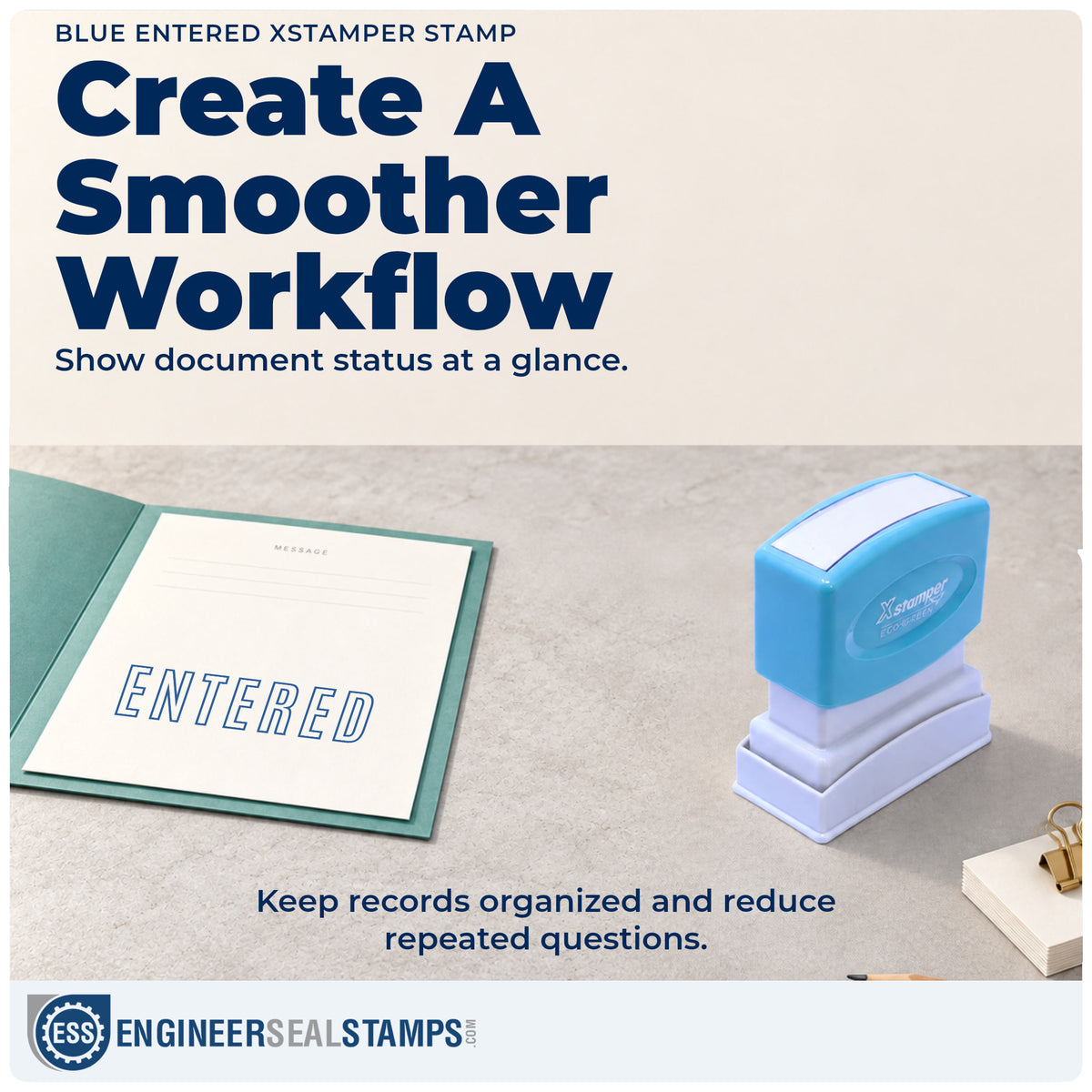 Where the "Entered" imprint fits in an office document workflow