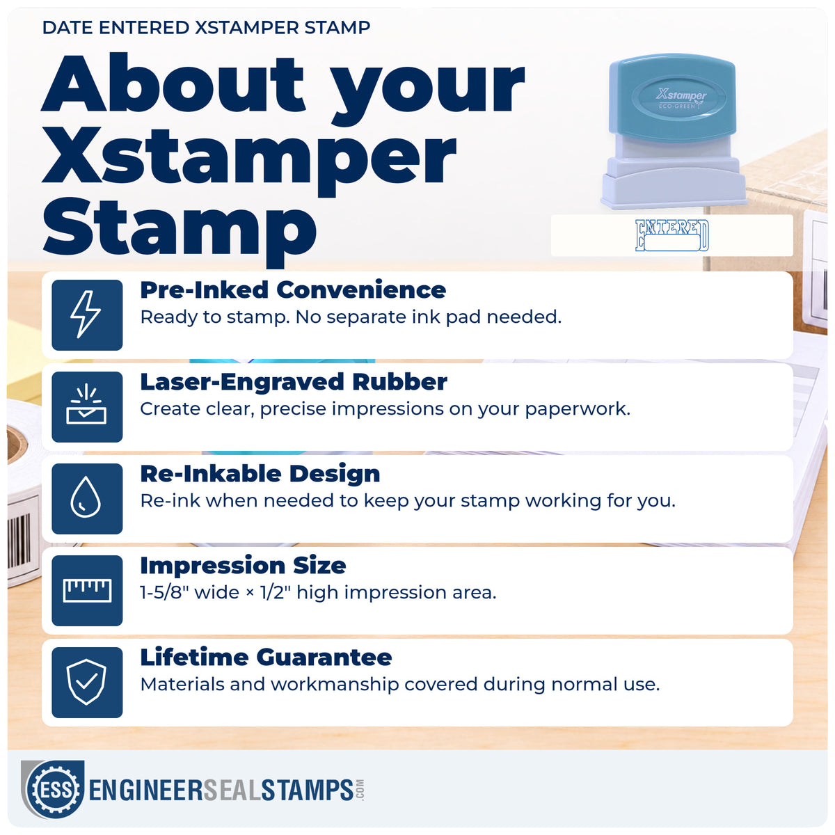 About the "Date entered" Xstamper No. 1205 stamp and how to care for it