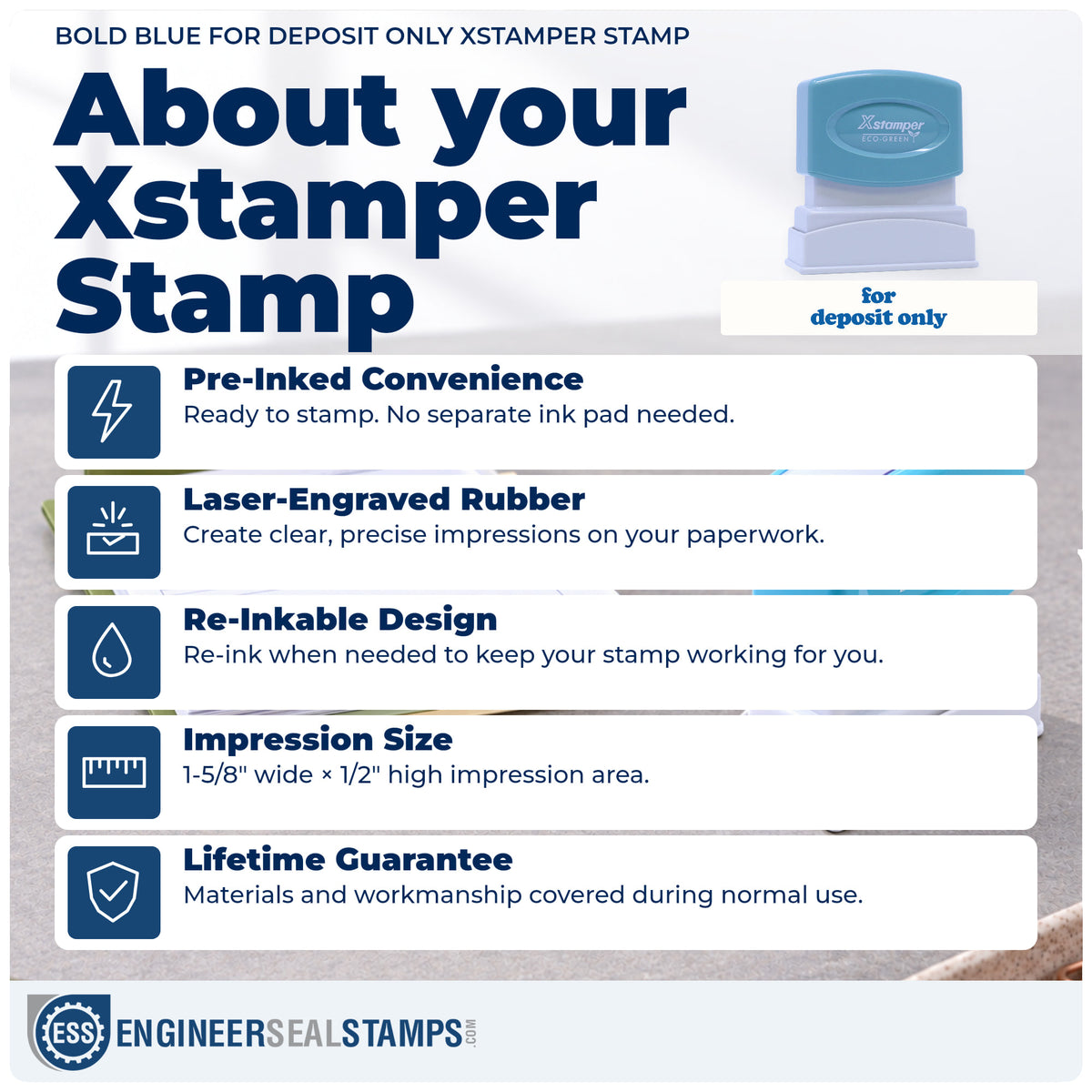 About the "For deposit only" Xstamper No. 1333 stamp and how to care for it
