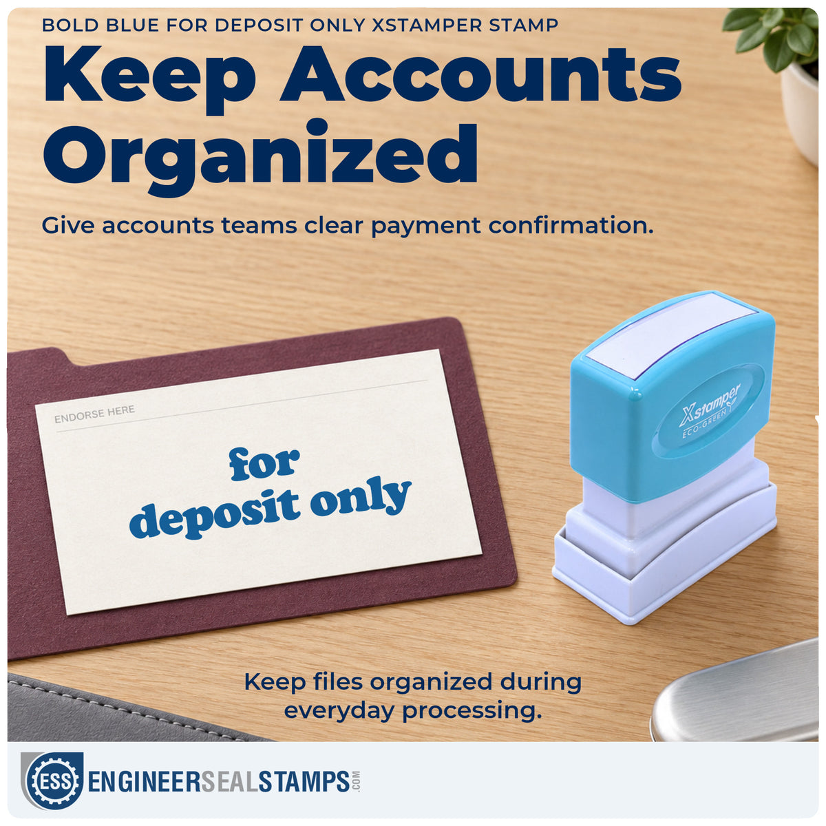 Where the "For deposit only" imprint fits in an office document workflow