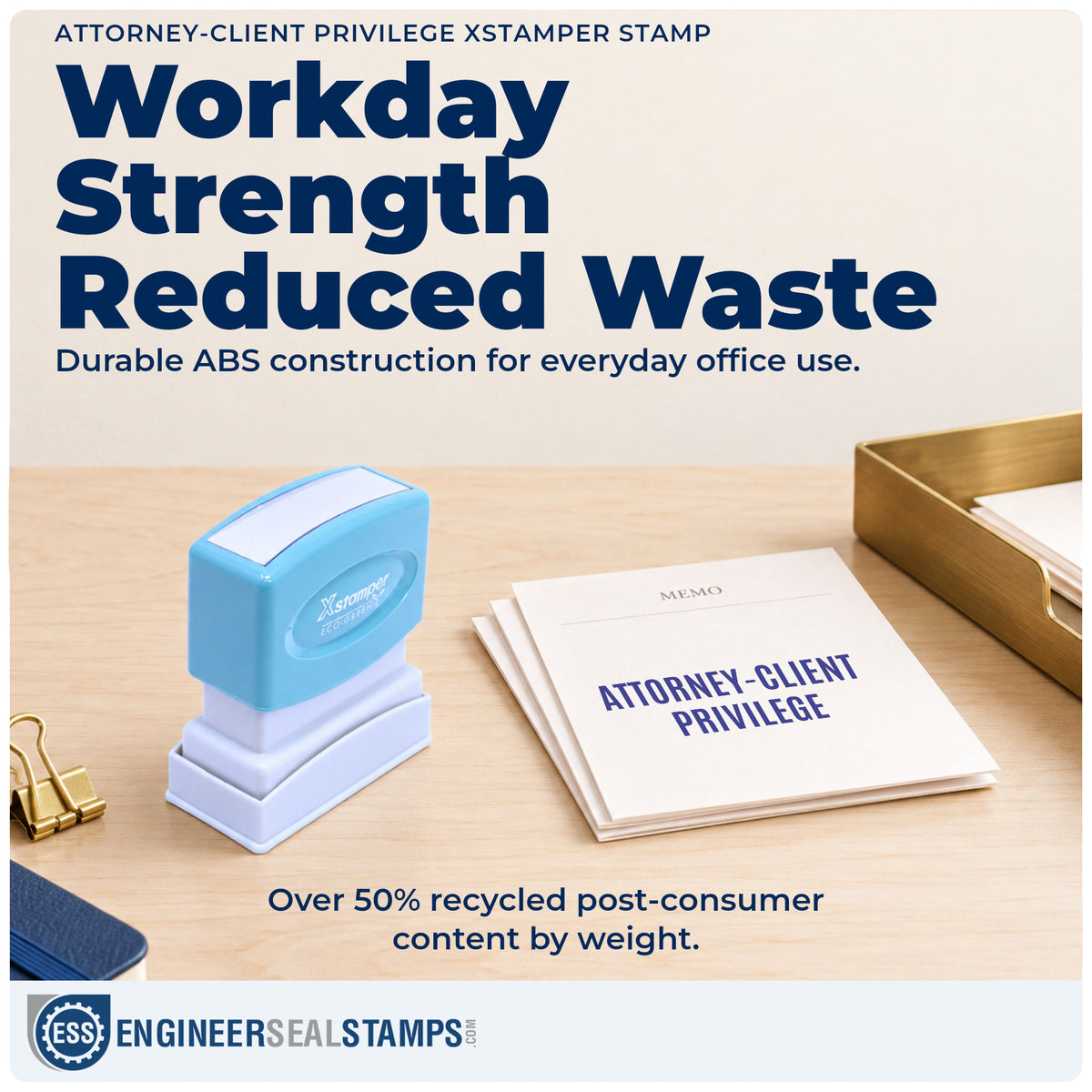 Features of the "Attorney-client privilege" Xstamper No. 1816 pre-inked stamp