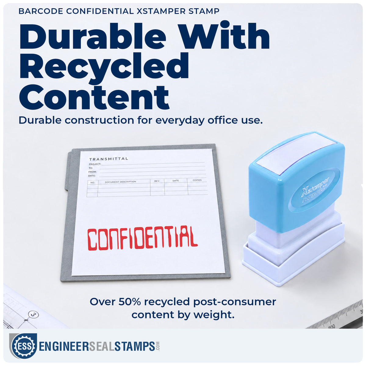 Features of the "Confidential" Xstamper No. 1604 pre-inked stamp