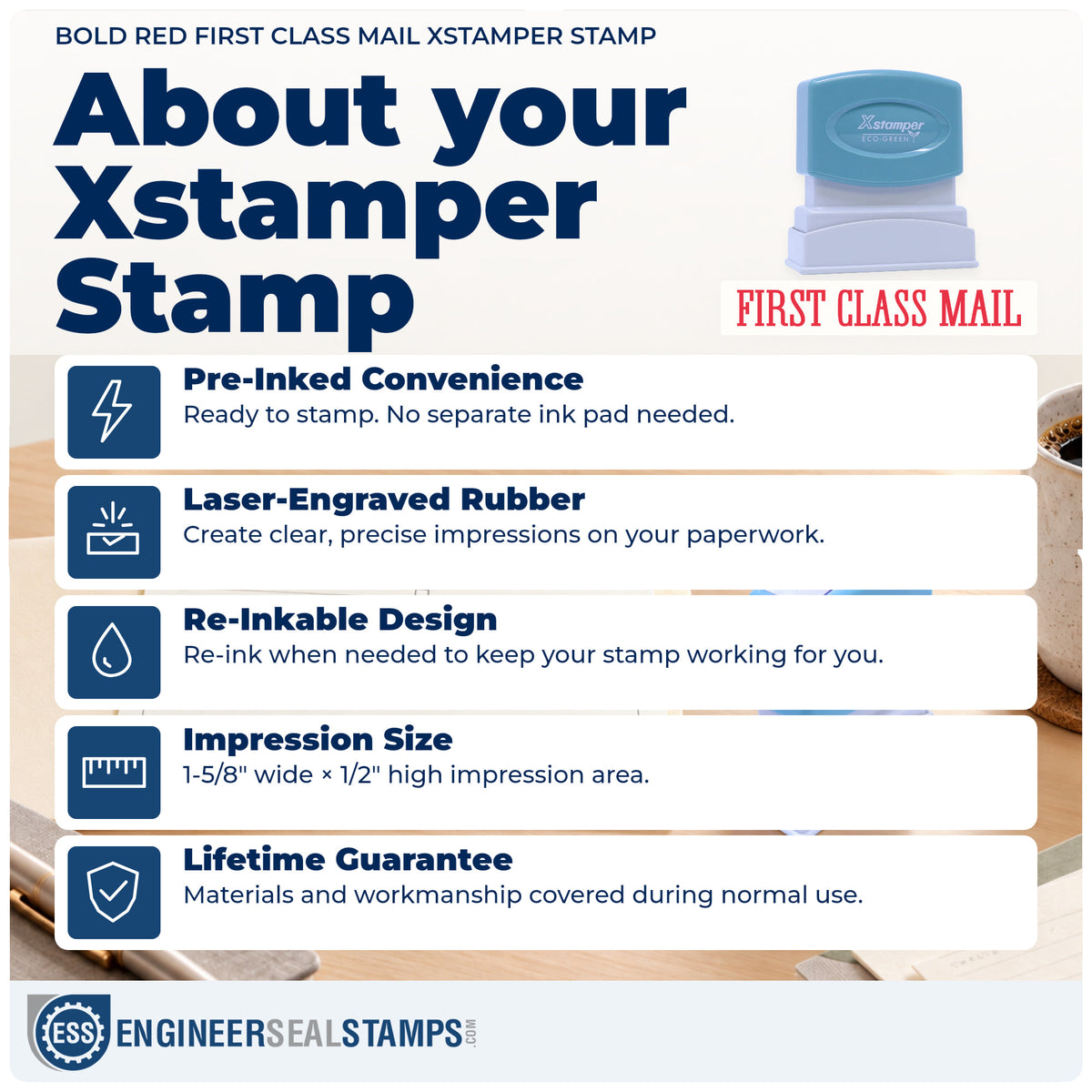 About the "First class mail" Xstamper No. 1149 stamp and how to care for it