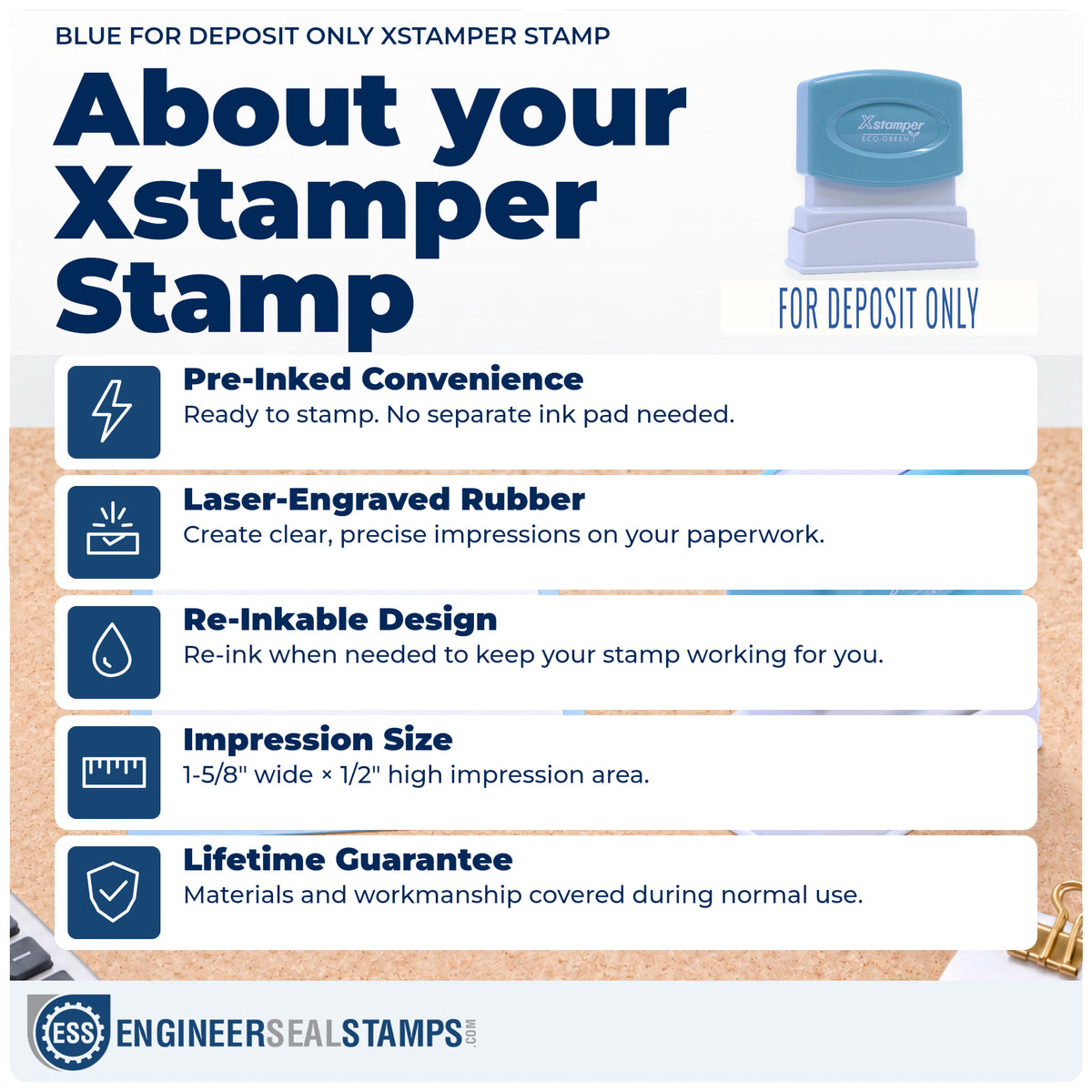 About the "For deposit only" Xstamper No. 1121 stamp and how to care for it