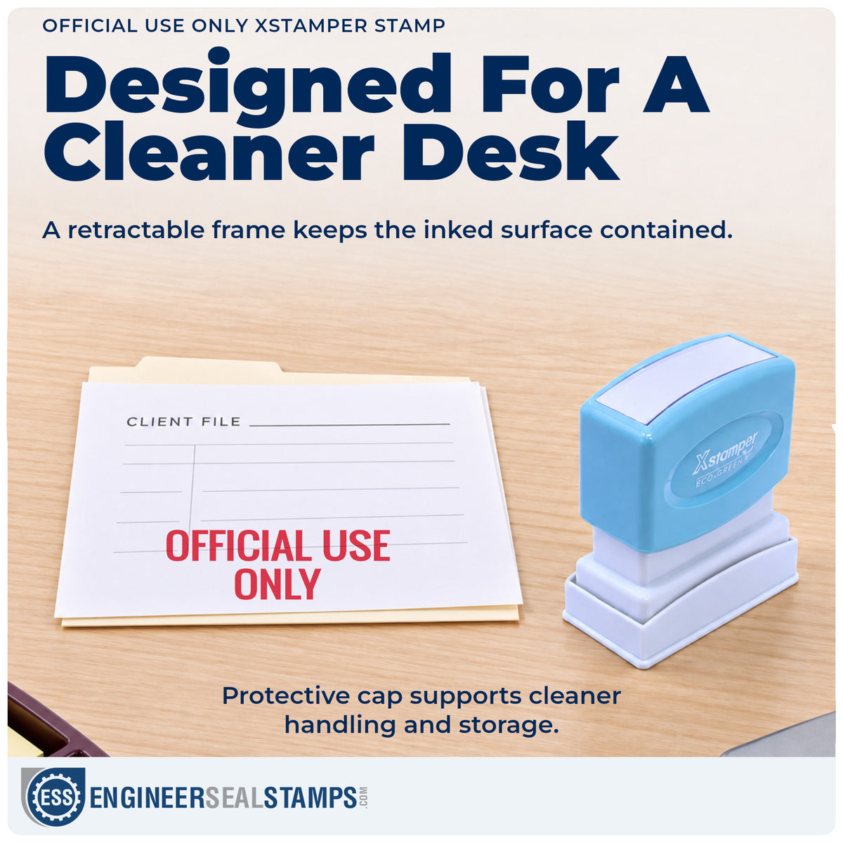 Features of the "Official use only" Xstamper No. 1052 pre-inked stamp