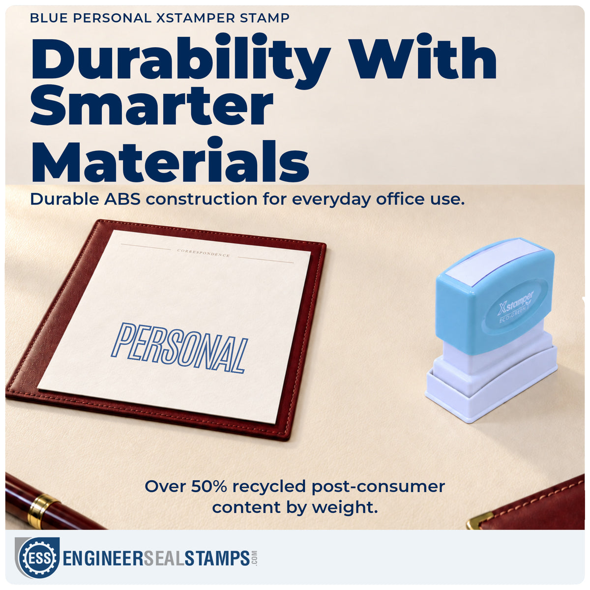 Features of the "Personal" Xstamper No. 1020 pre-inked stamp