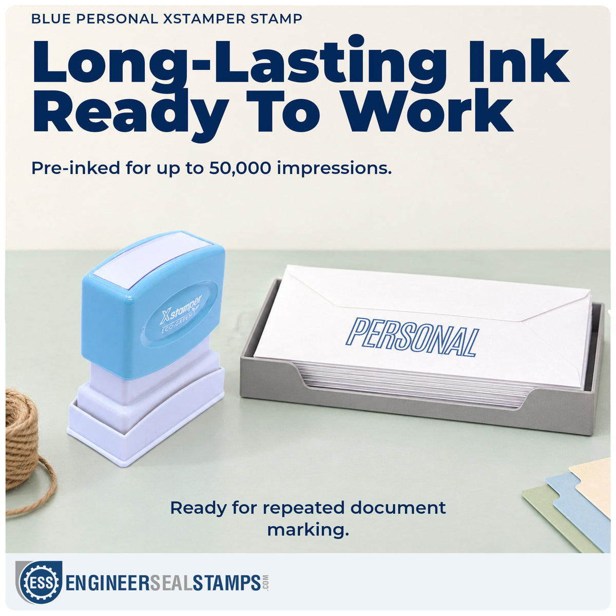 Re-inkable "Personal" stamp built for thousands of repeat impressions