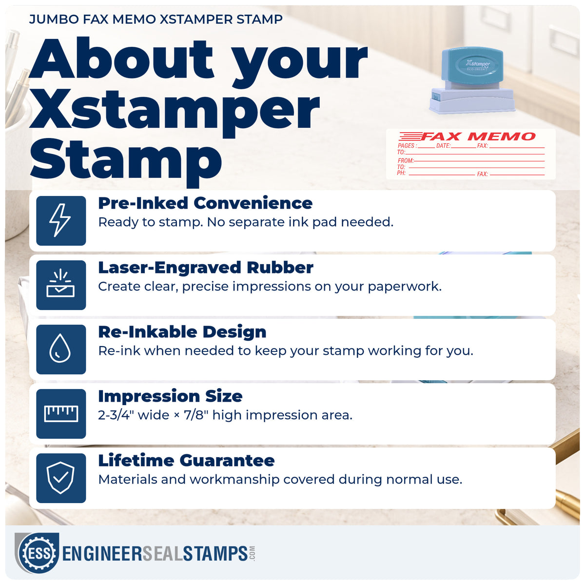 About the "Fax memo" Xstamper No. 3243 stamp and how to care for it