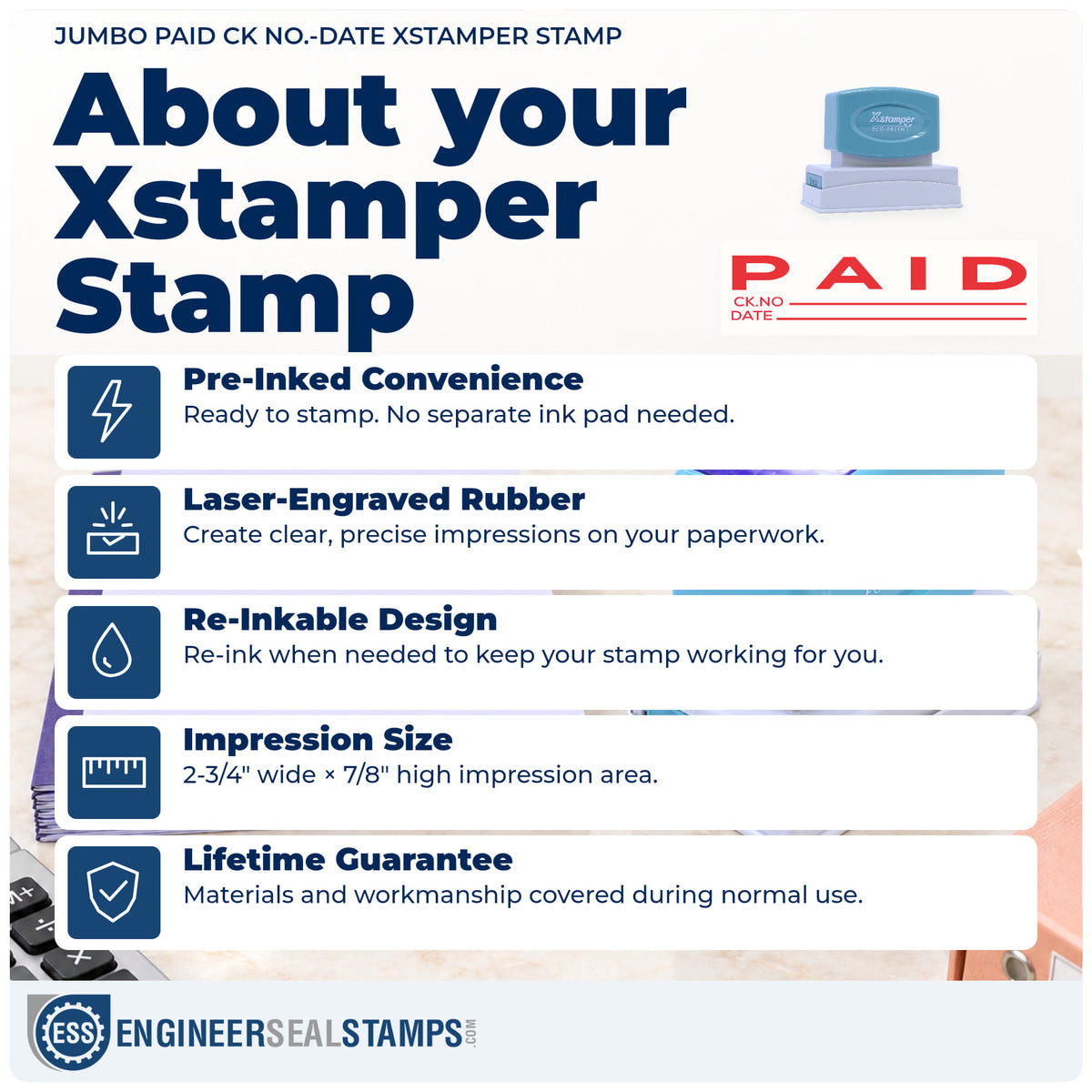 About the "Paid CK No.-Date" Xstamper No. 3249 stamp and how to care for it