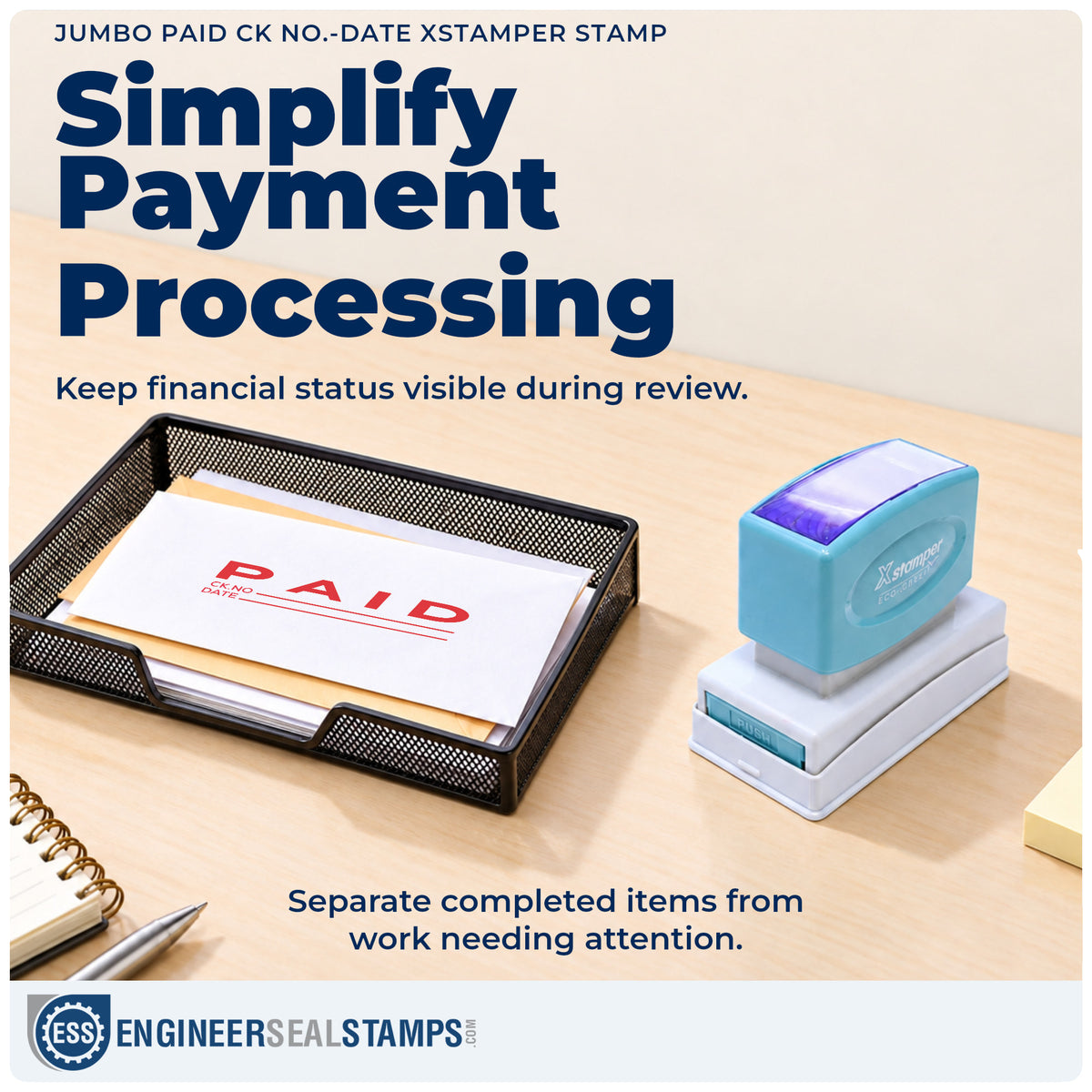 Where the "Paid CK No.-Date" imprint fits in an office document workflow