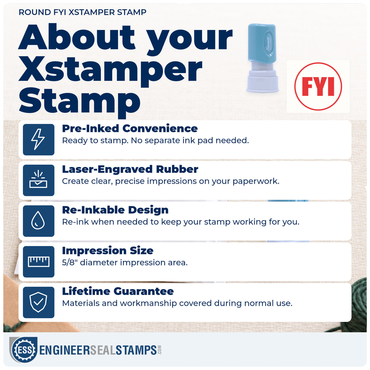 About the "FYI" Xstamper No. 11413 stamp and how to care for it
