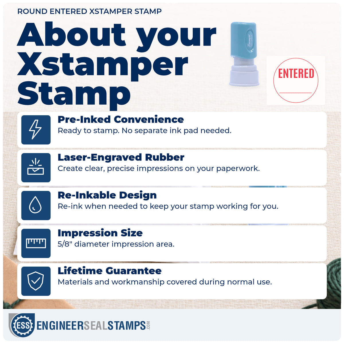 About the "Entered" Xstamper No. 11418 stamp and how to care for it