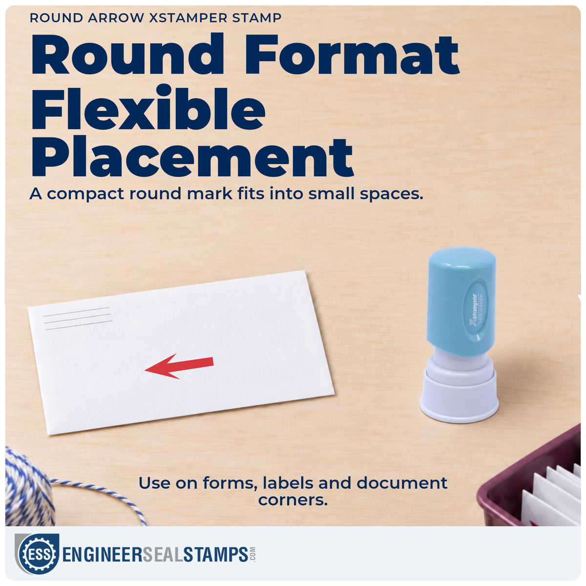 Features of the "Arrow" Xstamper No. 11364 pre-inked stamp